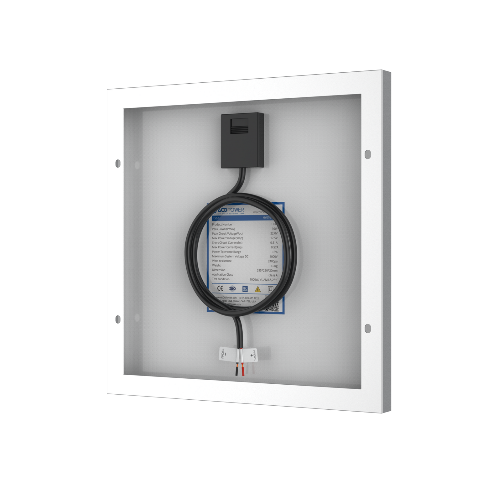 10 Watt 12 Volt Monocrystalline Solar Panel