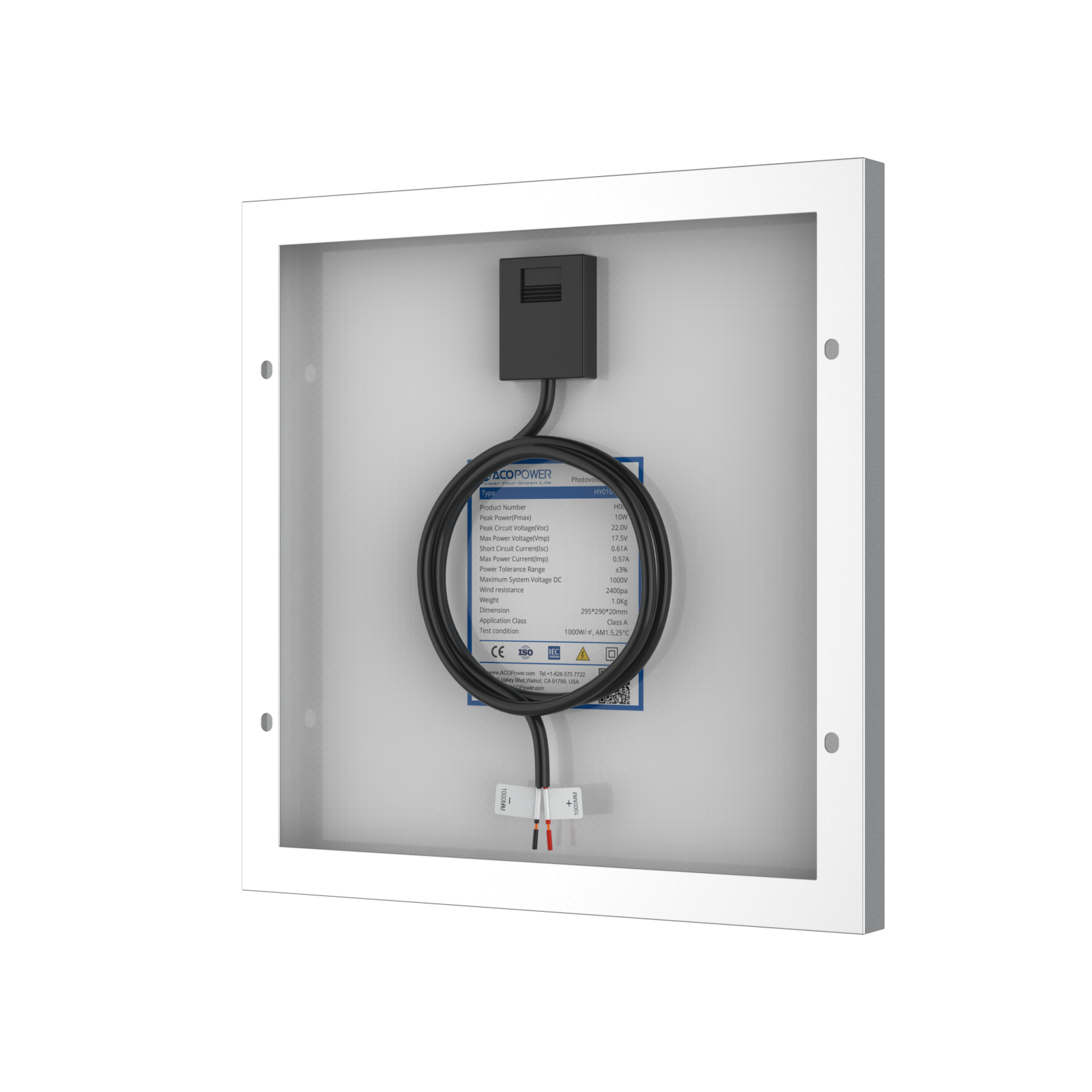 10 Watt 12 Volt Monocrystalline Solar Panel