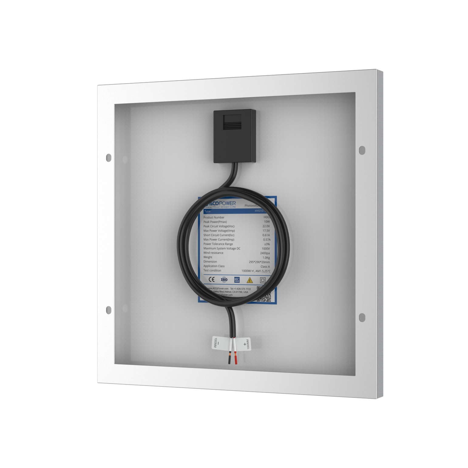 10 Watt 12 Volt Monocrystalline Solar Panel