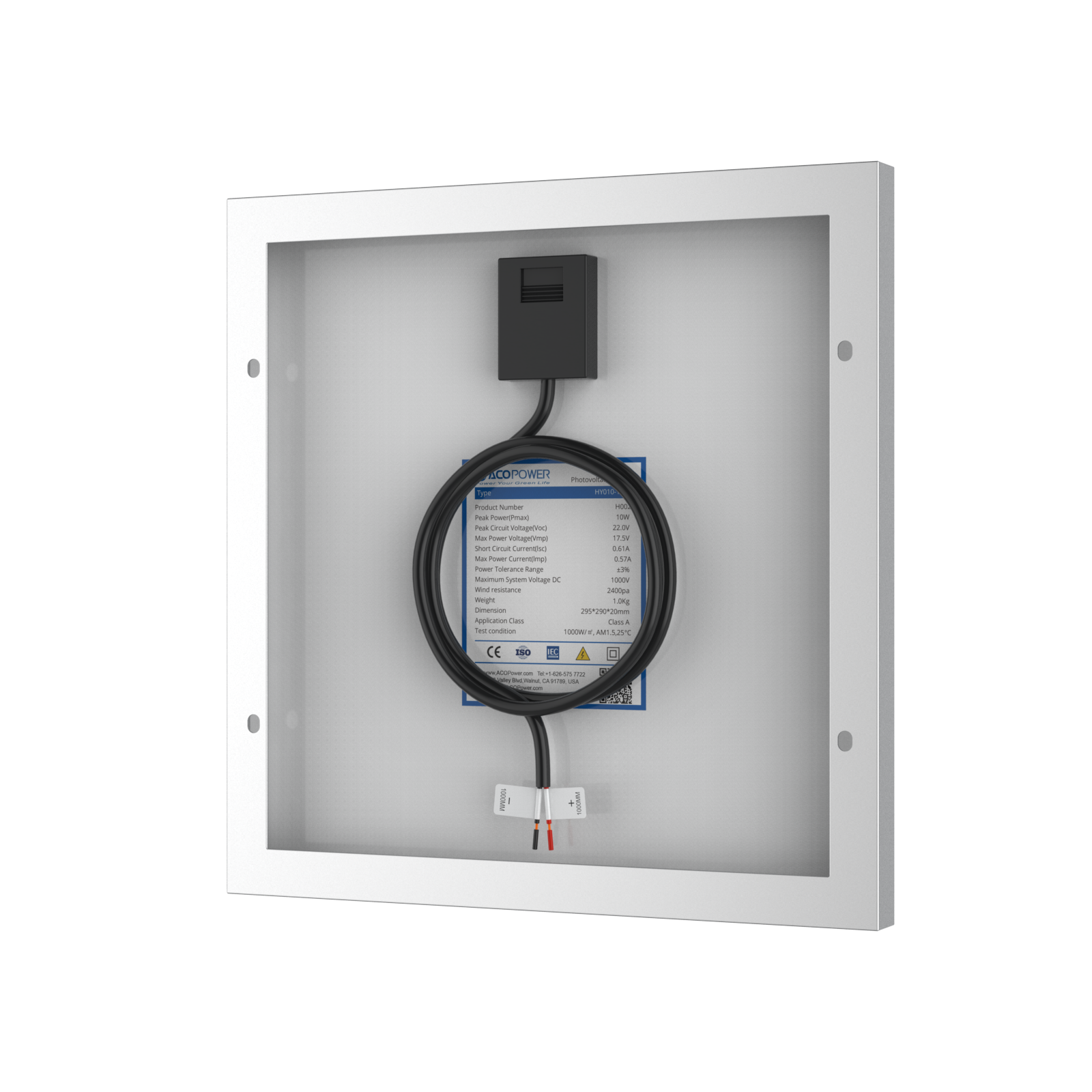 10 Watt 12 Volt Monocrystalline Solar Panel