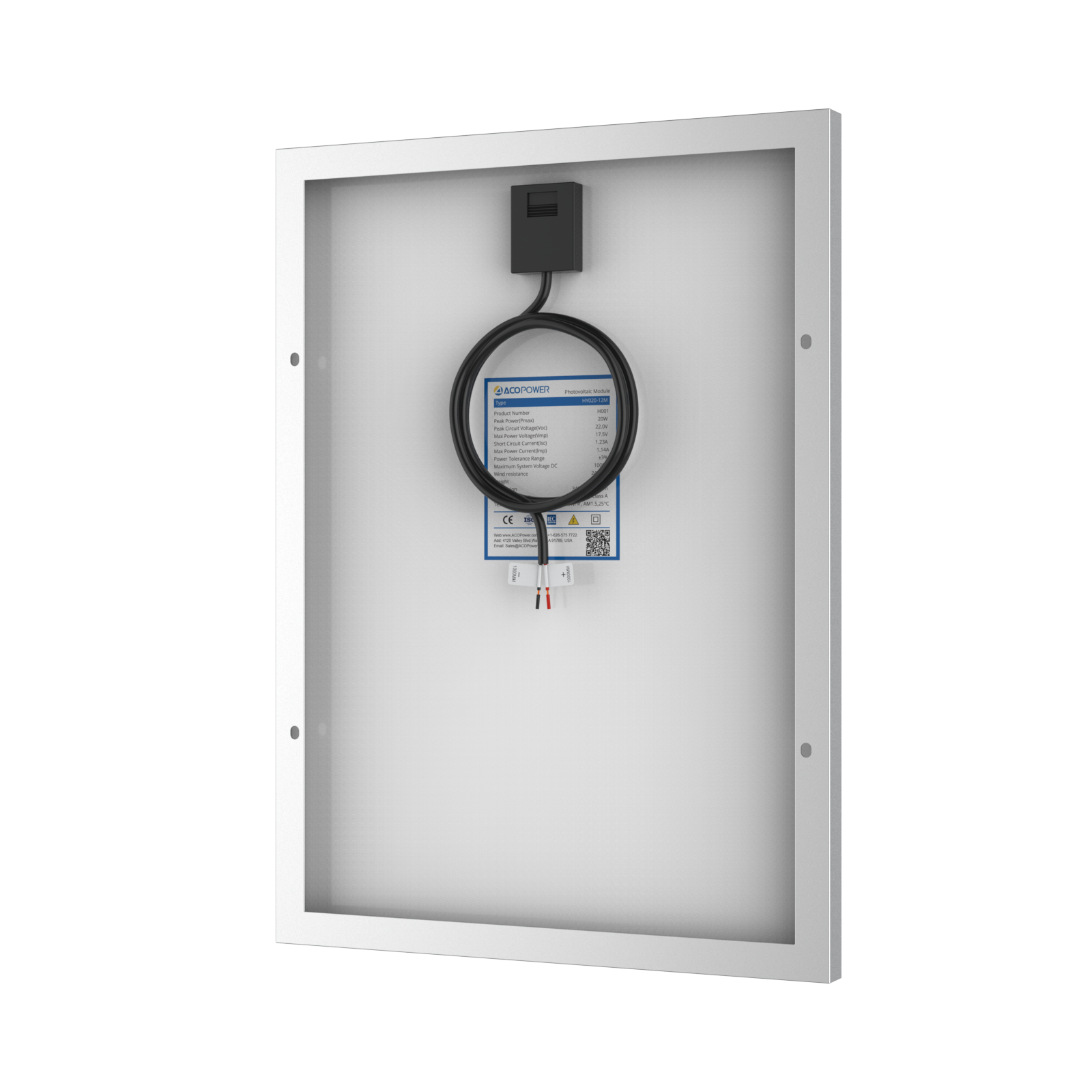 20 Watt 12 Volt Monocrystalline Solar Panel