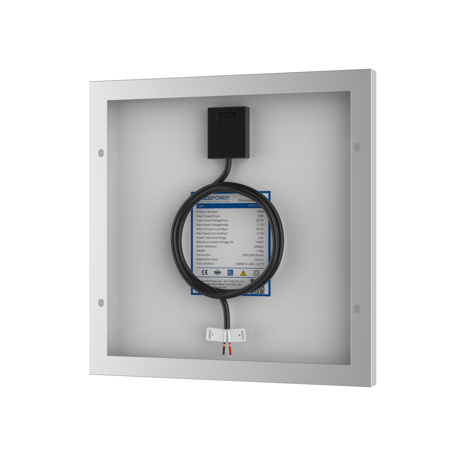 10 Watt 12 Volt Monocrystalline Solar Panel