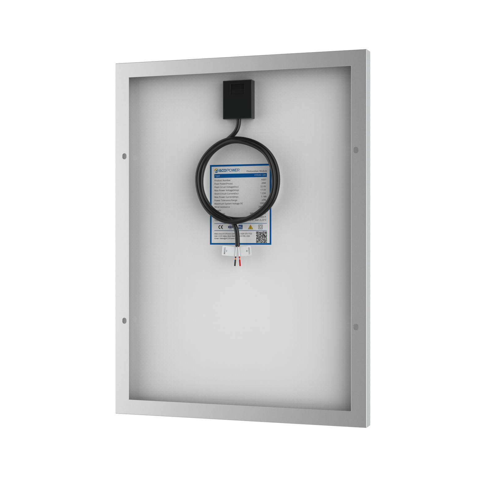 20 Watt 12 Volt Monocrystalline Solar Panel