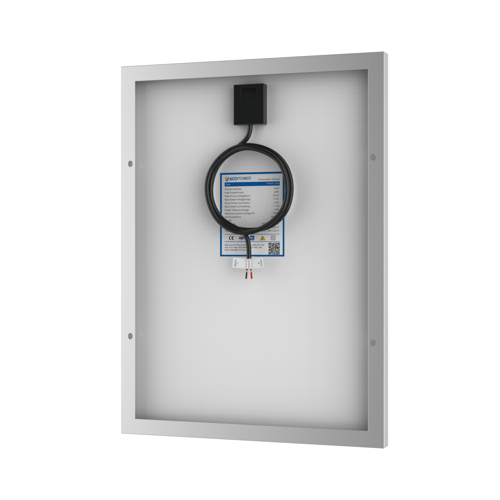 20 Watt 12 Volt Monocrystalline Solar Panel