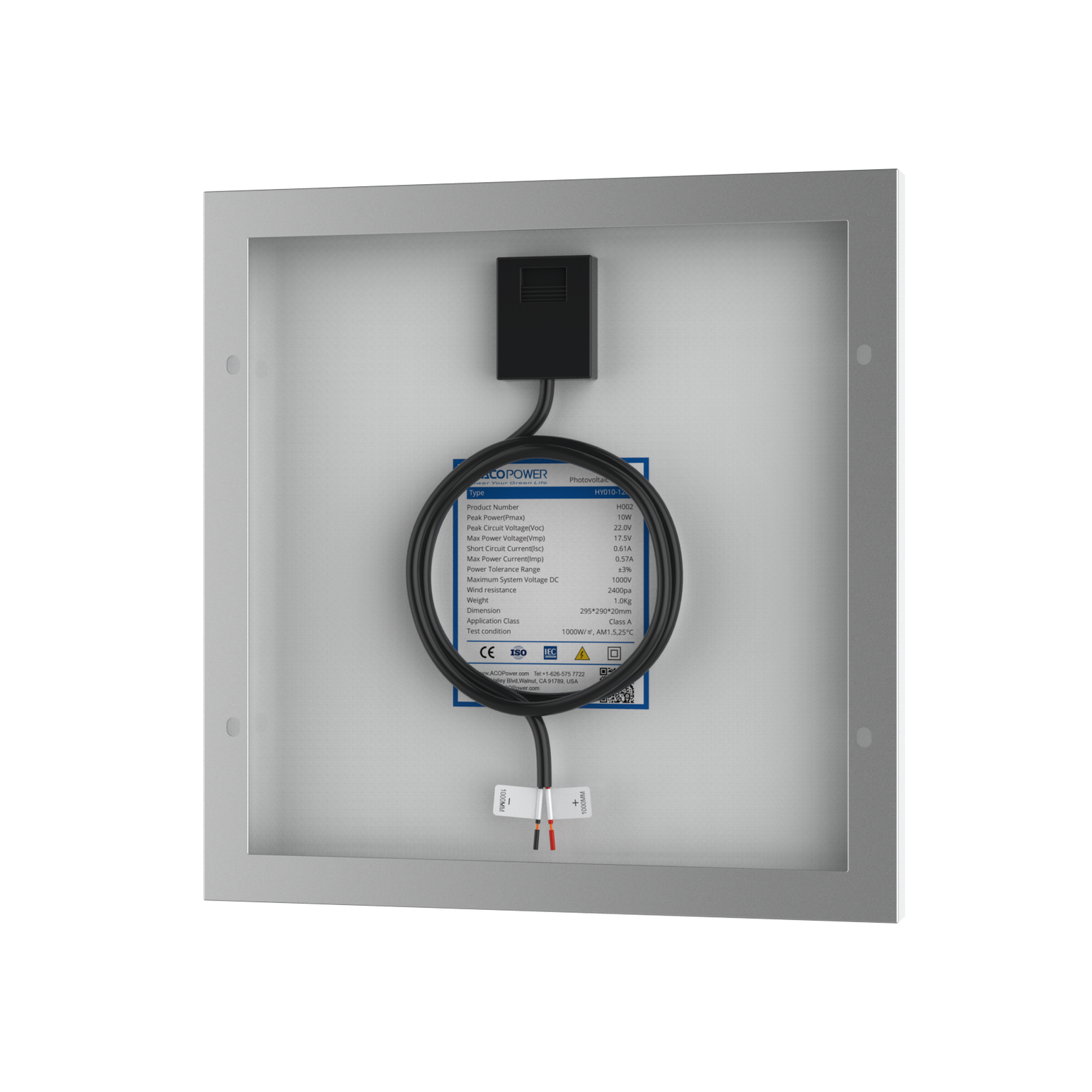 10 Watt 12 Volt Monocrystalline Solar Panel