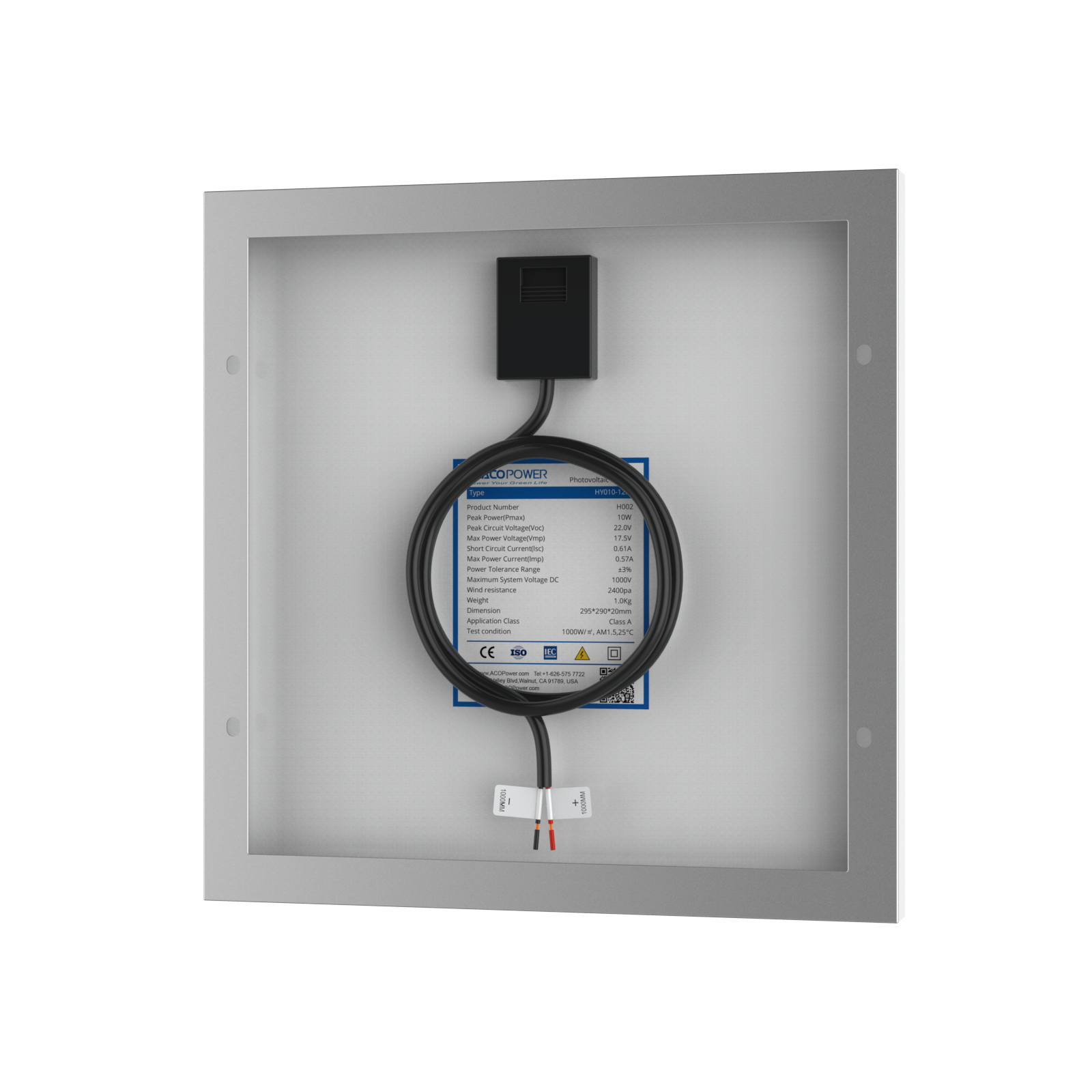 10 Watt 12 Volt Monocrystalline Solar Panel