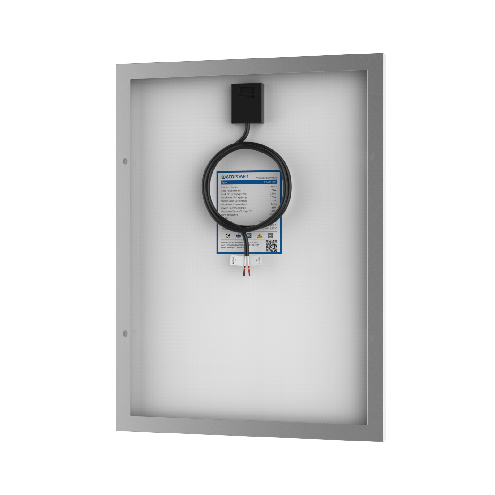 20 Watt 12 Volt Monocrystalline Solar Panel