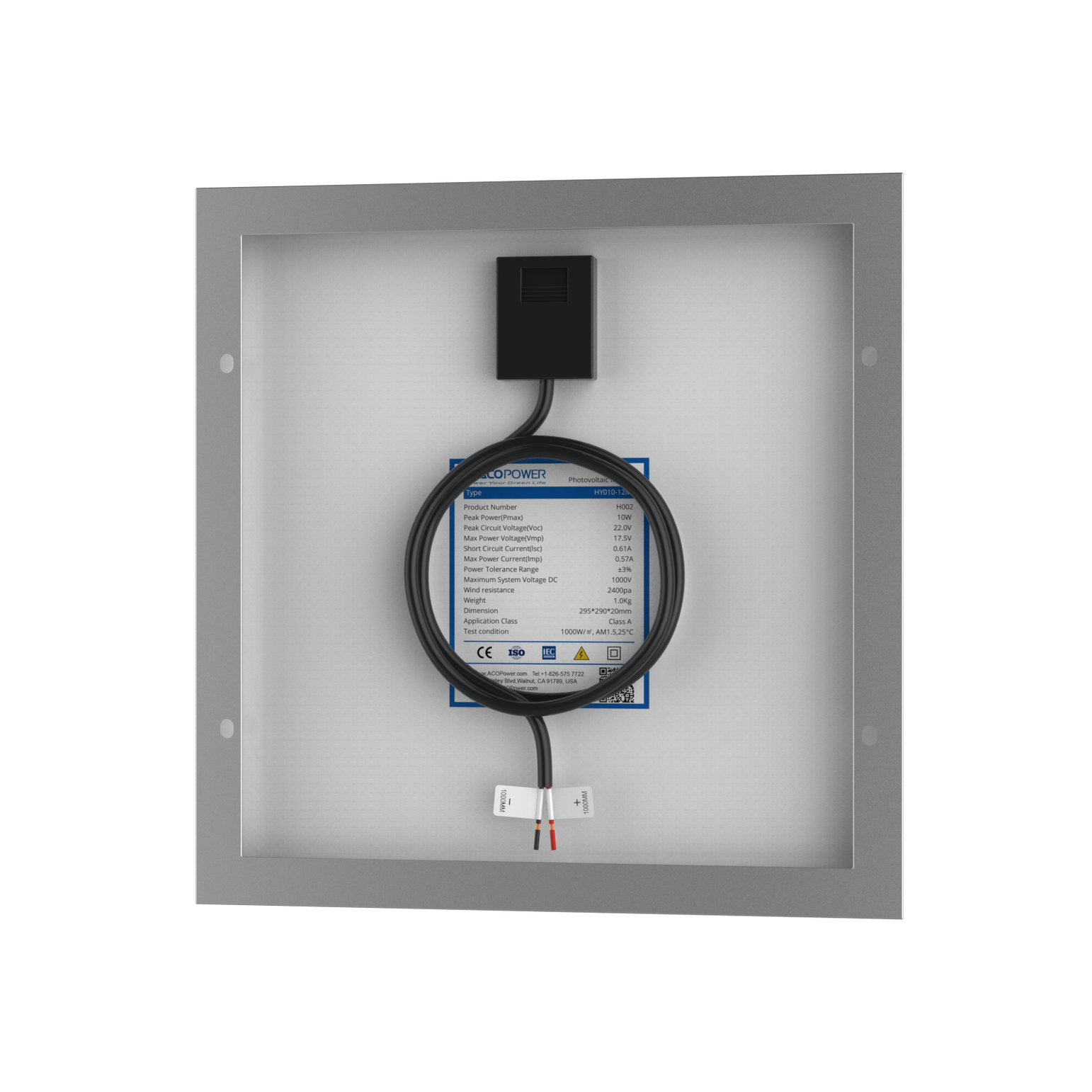 10 Watt 12 Volt Monocrystalline Solar Panel