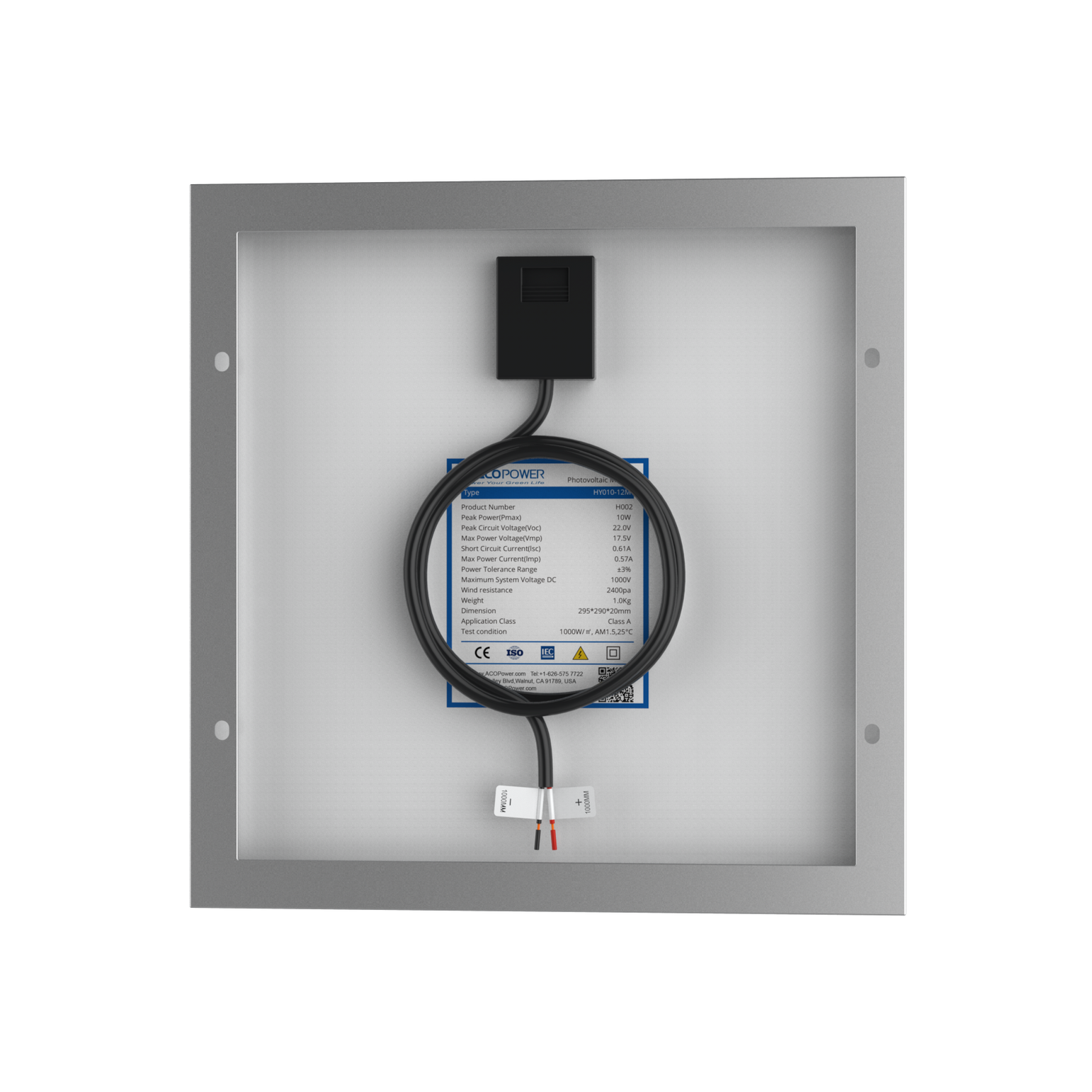 10 Watt 12 Volt Monocrystalline Solar Panel