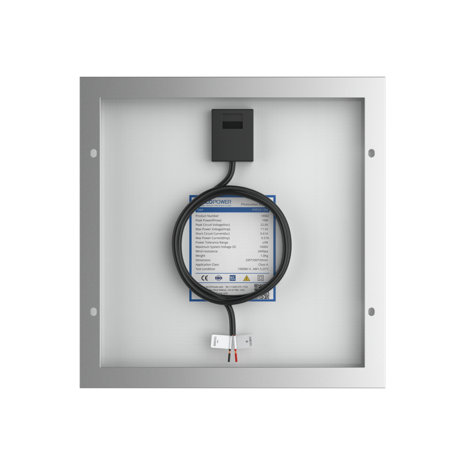 10 Watt 12 Volt Monocrystalline Solar Panel