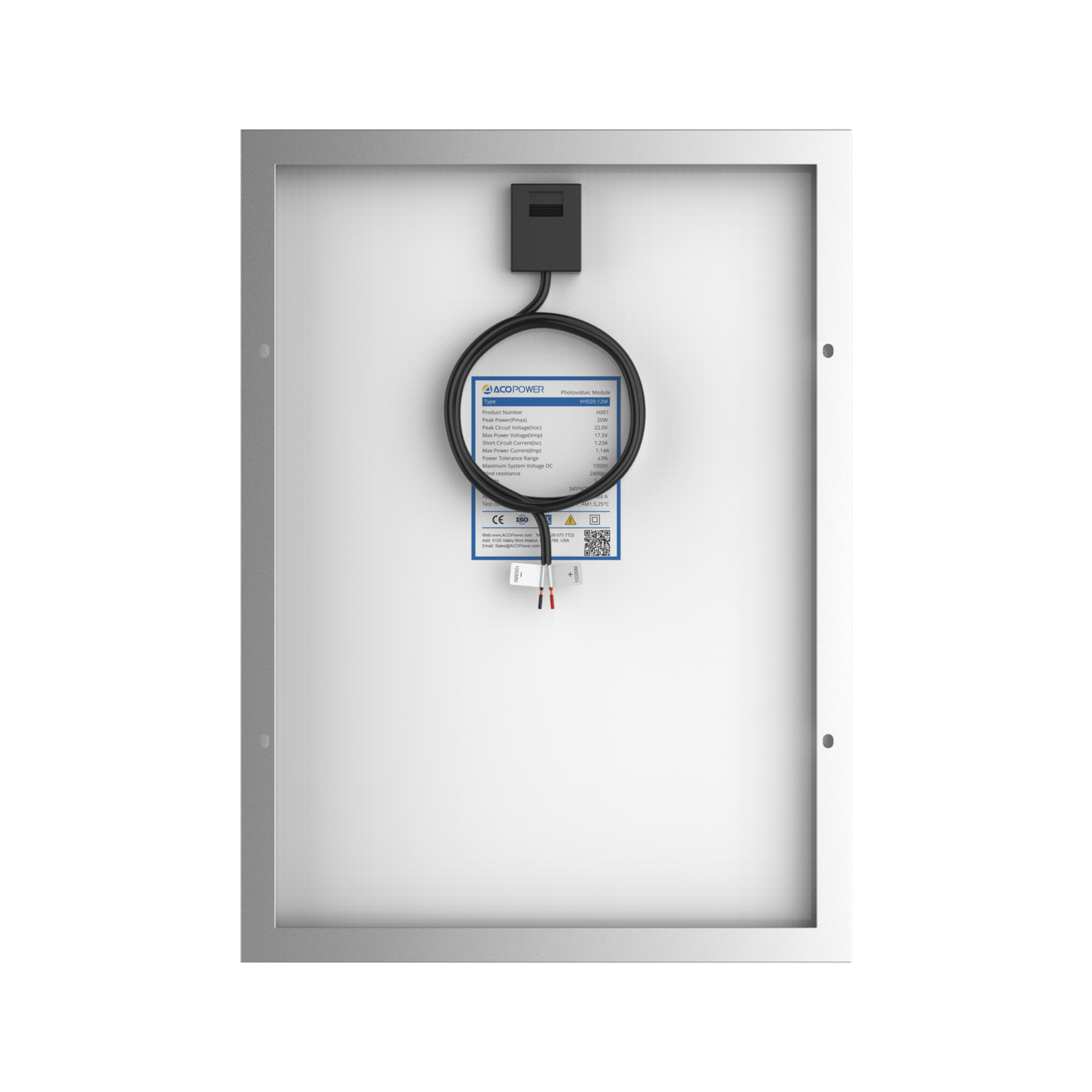 20 Watt 12 Volt Monocrystalline Solar Panel