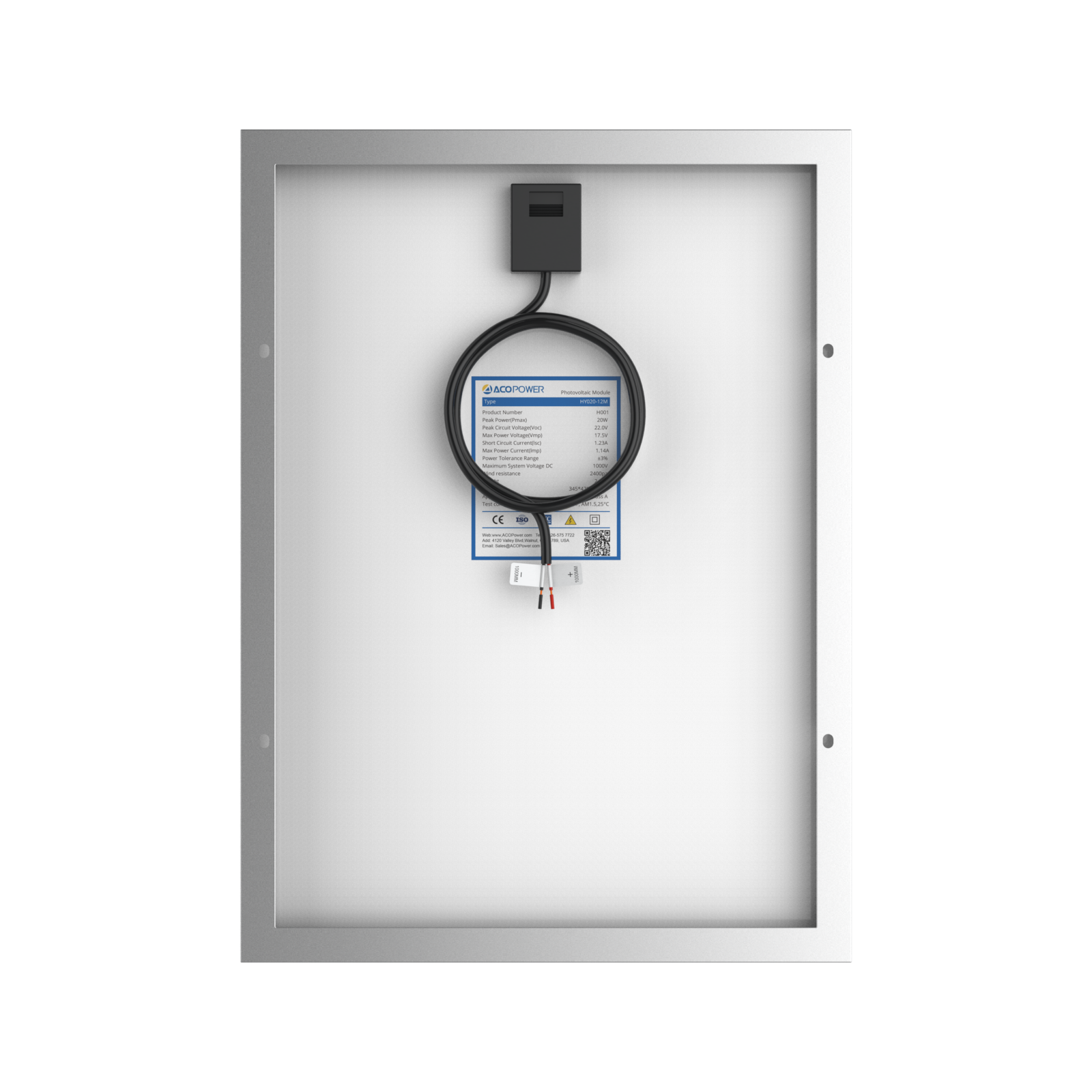 20 Watt 12 Volt Monocrystalline Solar Panel