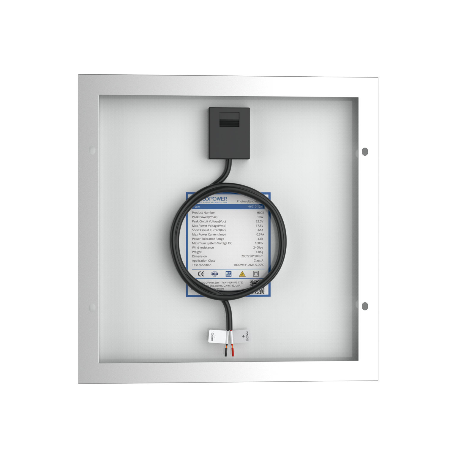 10 Watt 12 Volt Monocrystalline Solar Panel