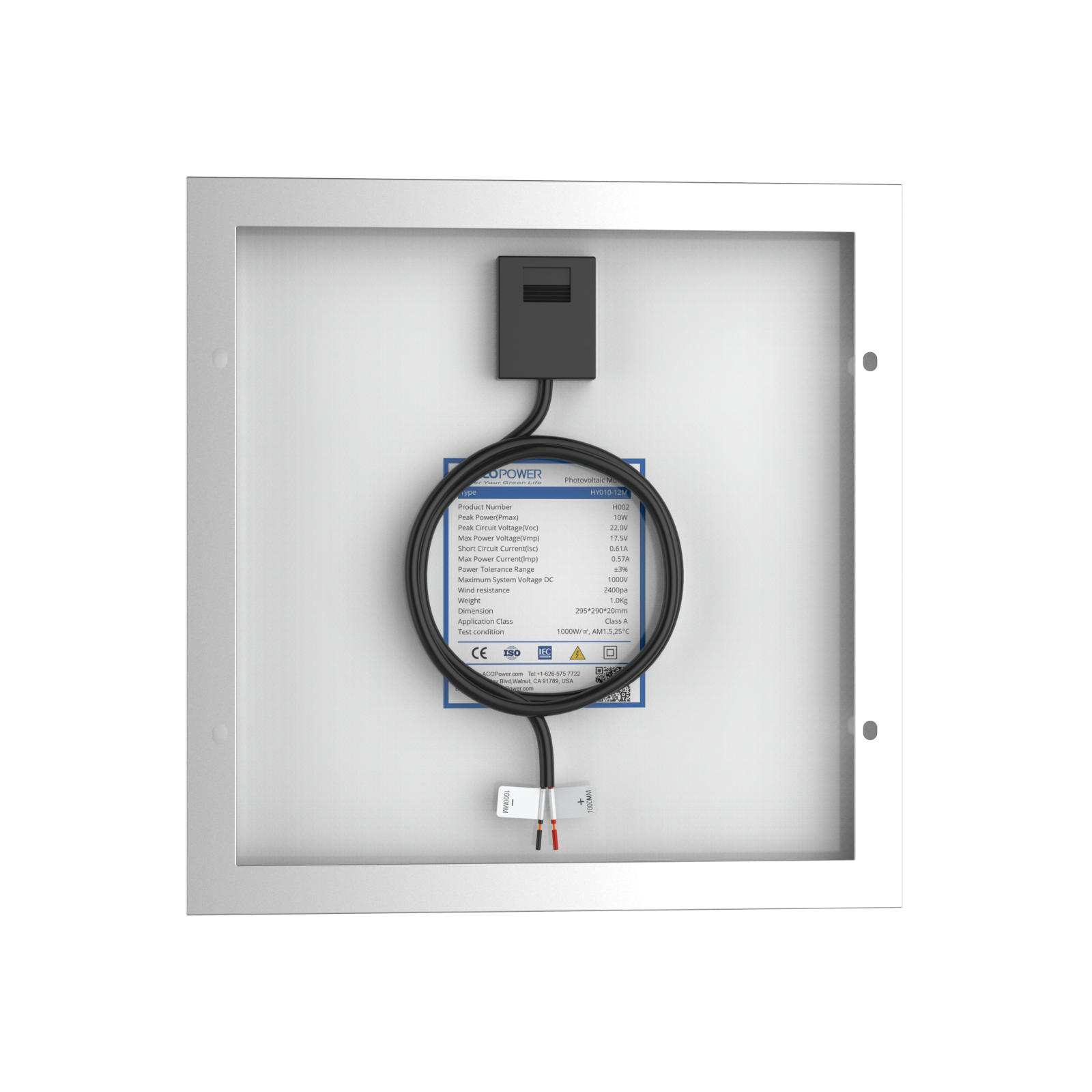 10 Watt 12 Volt Monocrystalline Solar Panel