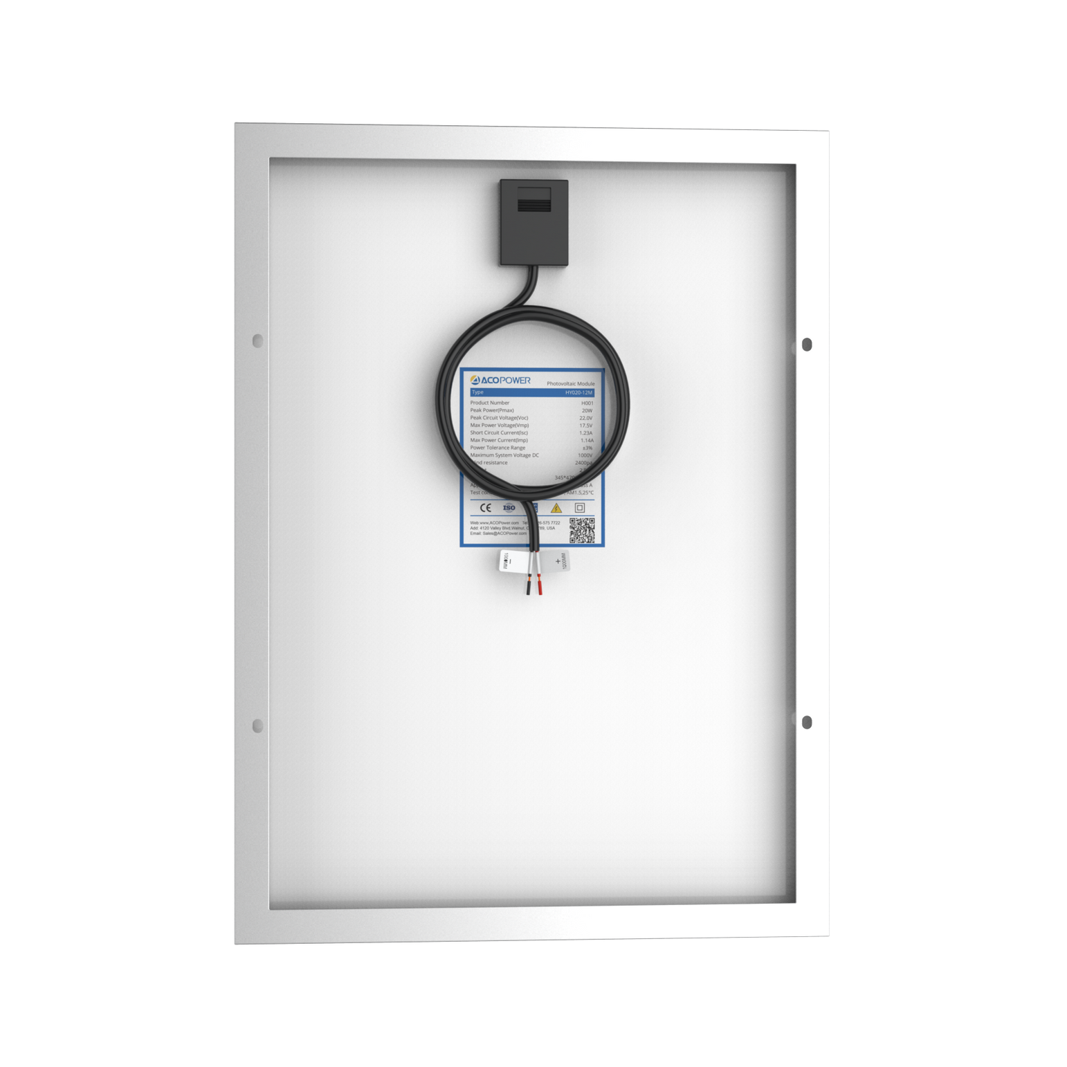 20 Watt 12 Volt Monocrystalline Solar Panel