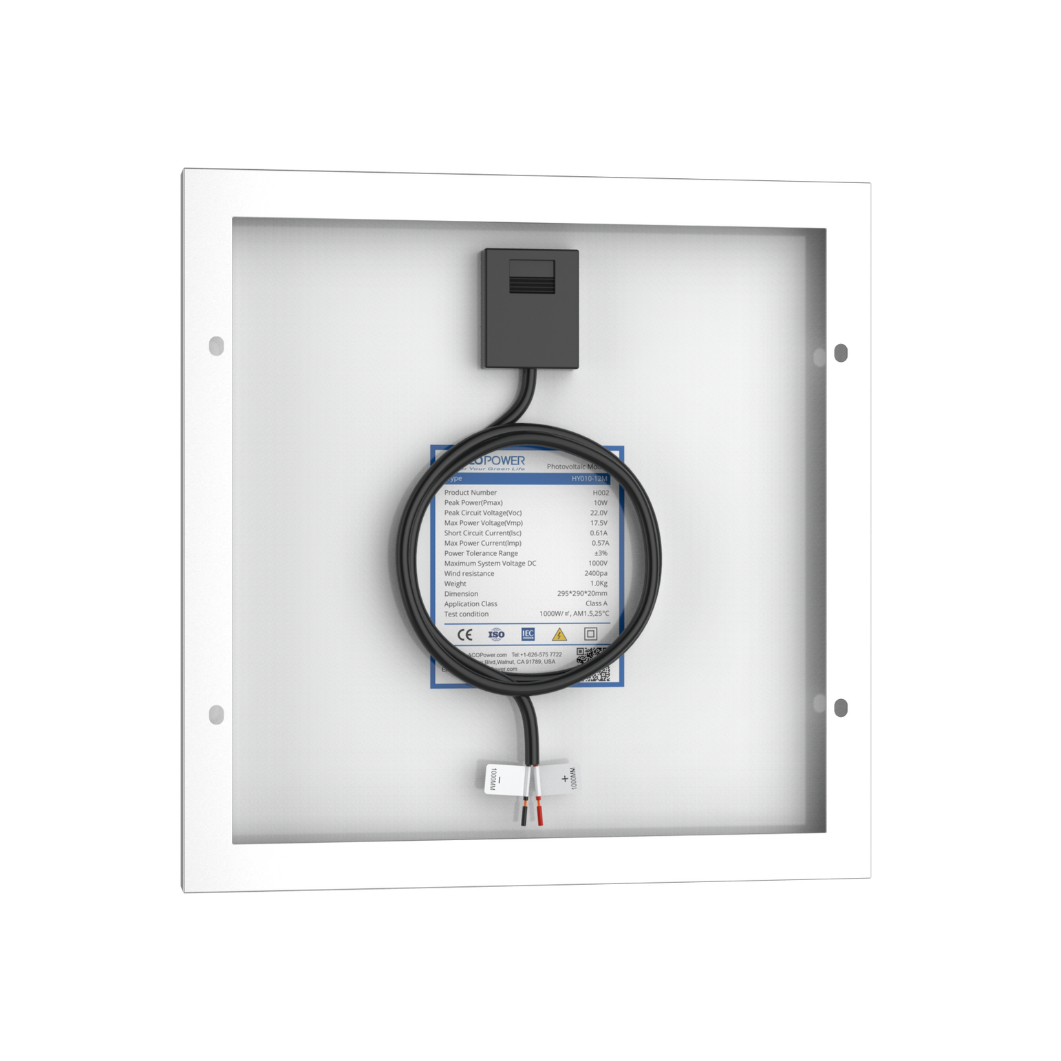10 Watt 12 Volt Monocrystalline Solar Panel