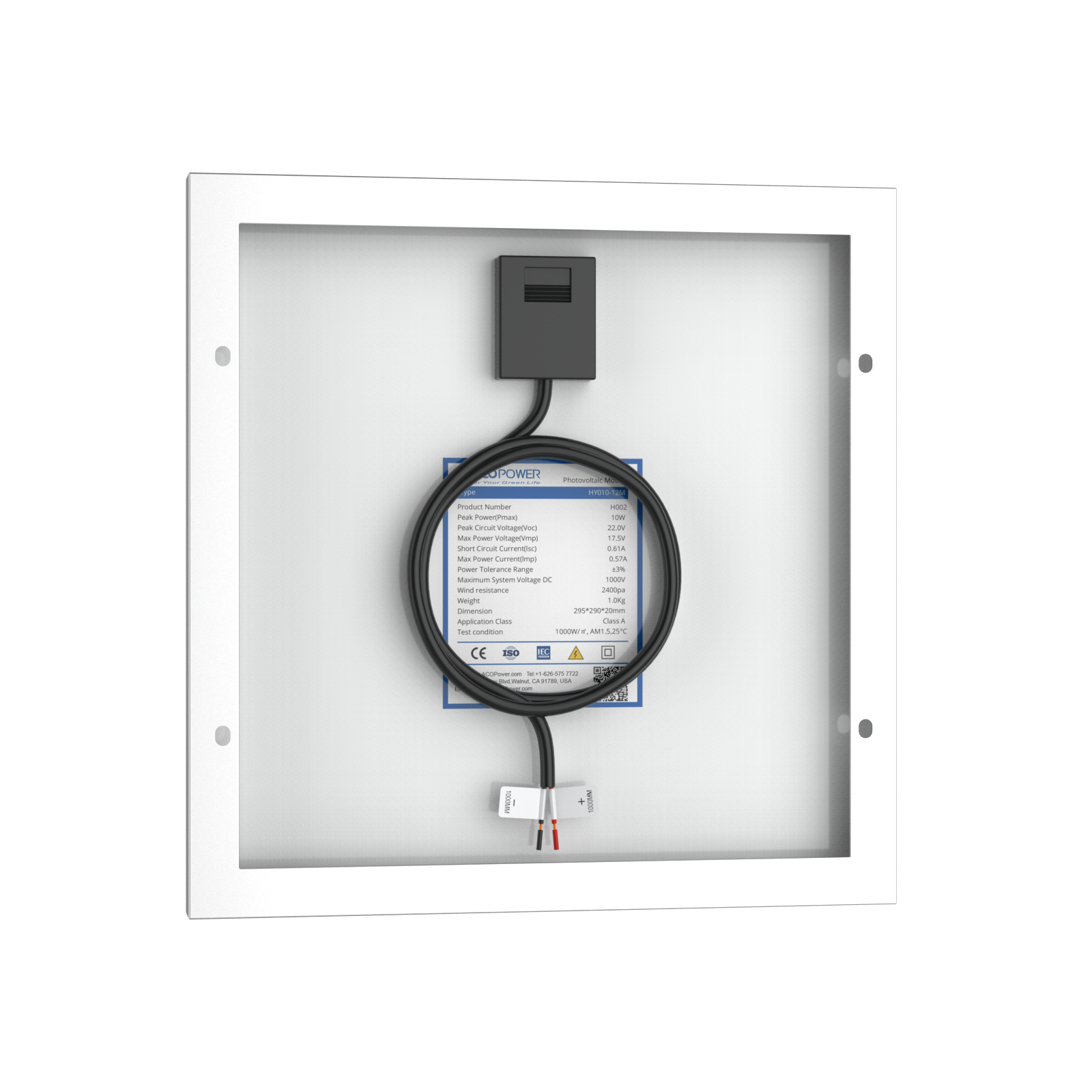 10 Watt 12 Volt Monocrystalline Solar Panel