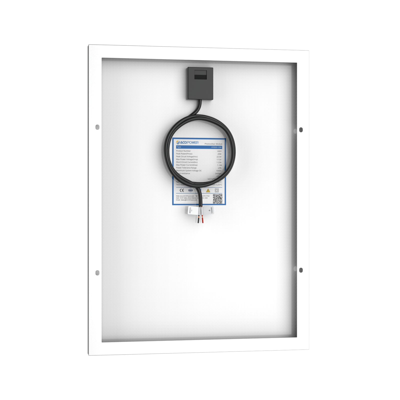20 Watt 12 Volt Monocrystalline Solar Panel