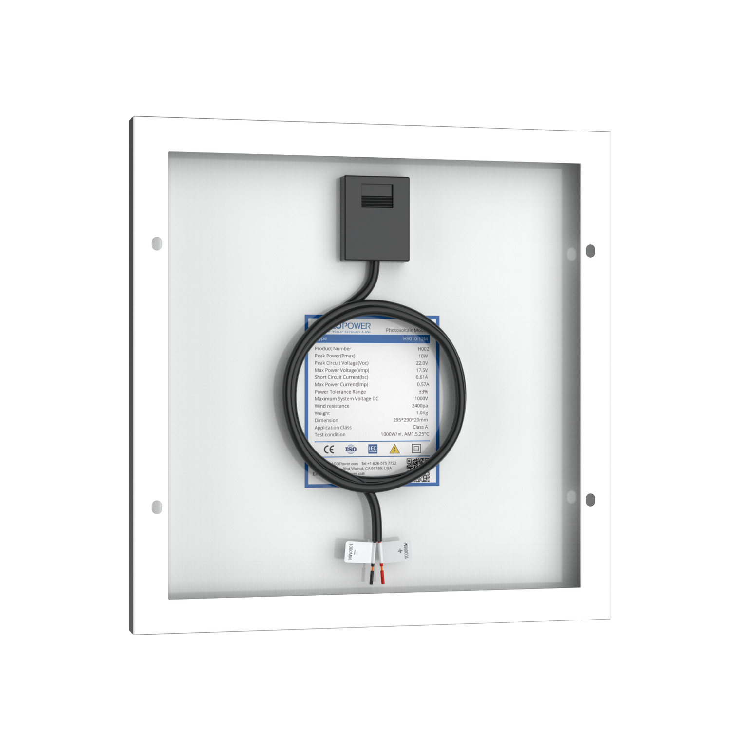 10 Watt 12 Volt Monocrystalline Solar Panel