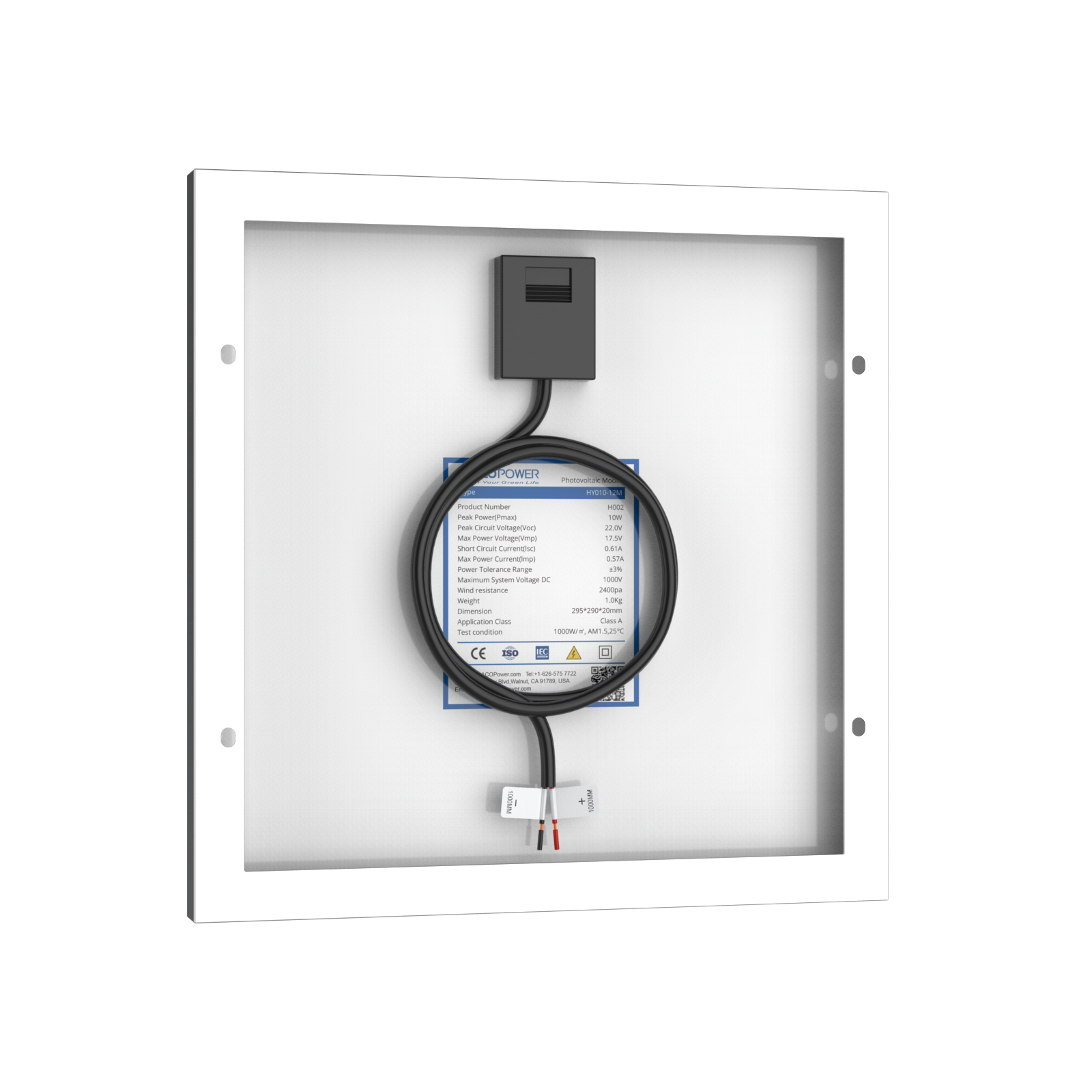 10 Watt 12 Volt Monocrystalline Solar Panel