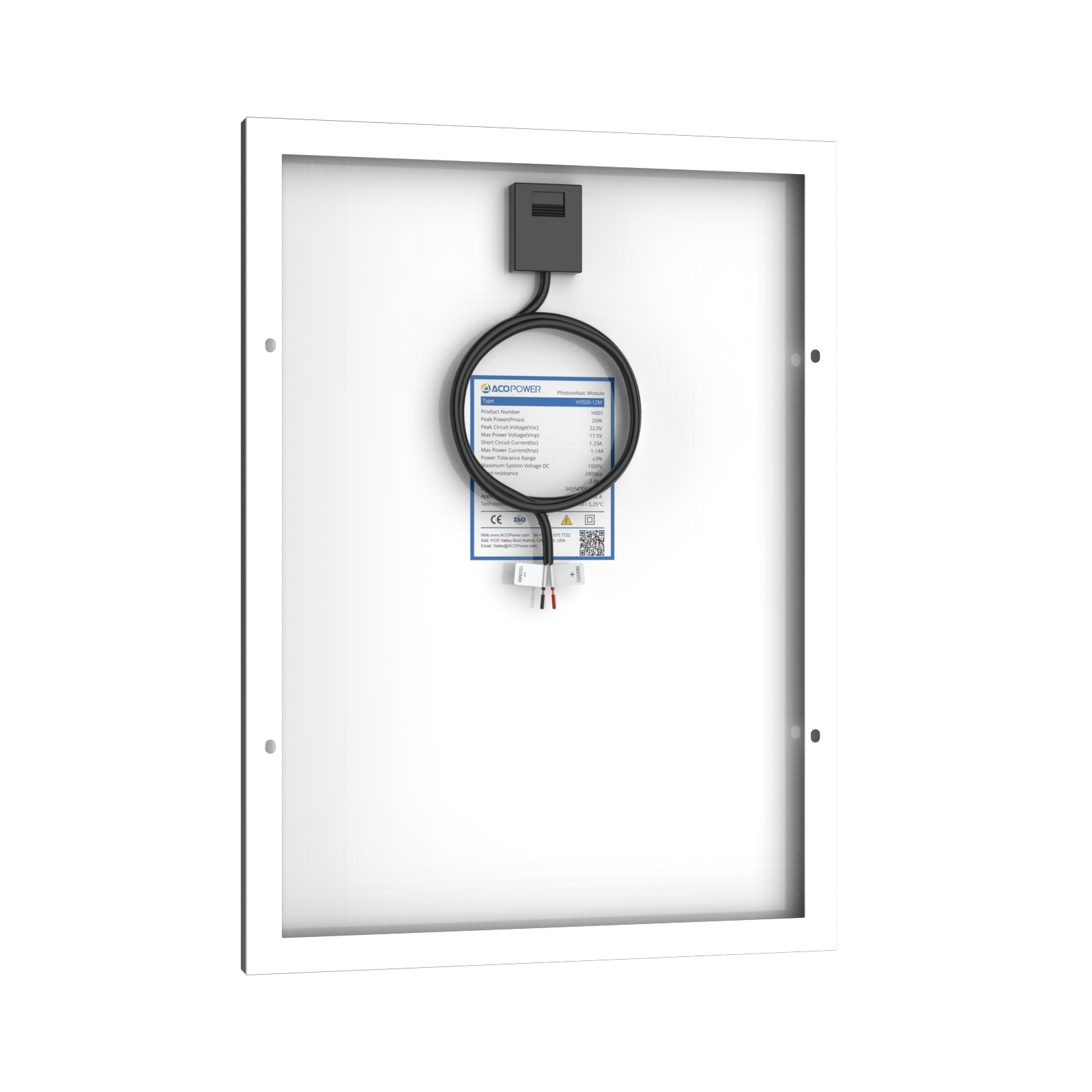 20 Watt 12 Volt Monocrystalline Solar Panel