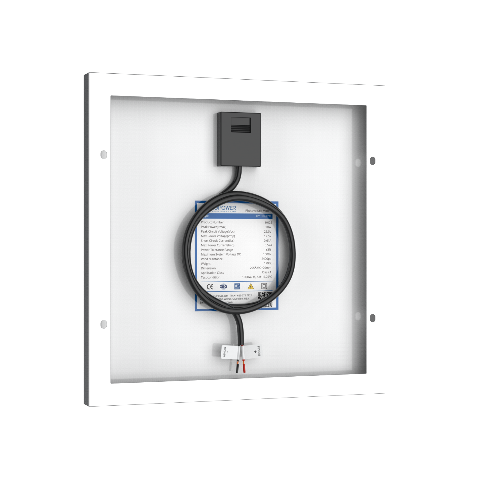 10 Watt 12 Volt Monocrystalline Solar Panel