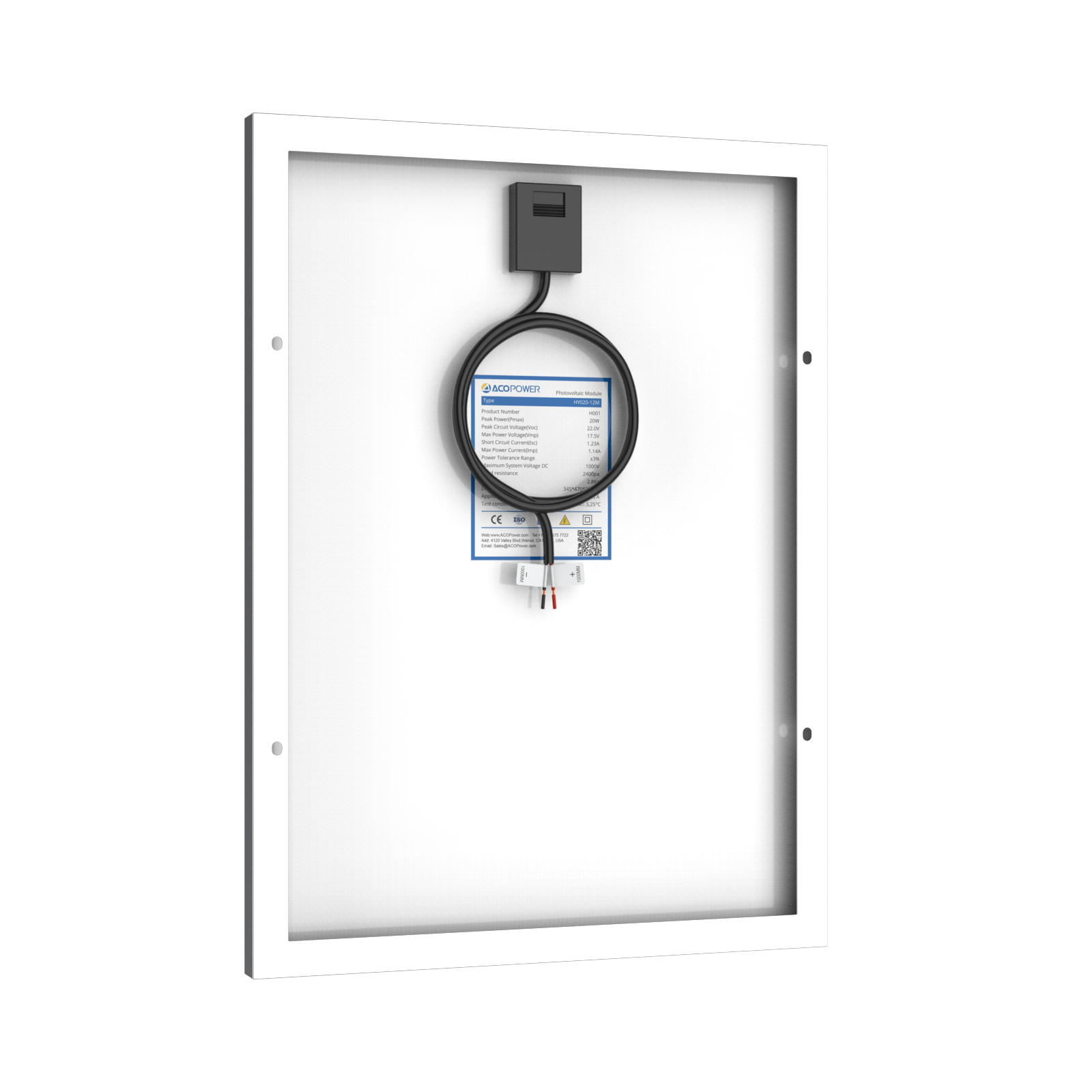 20 Watt 12 Volt Monocrystalline Solar Panel