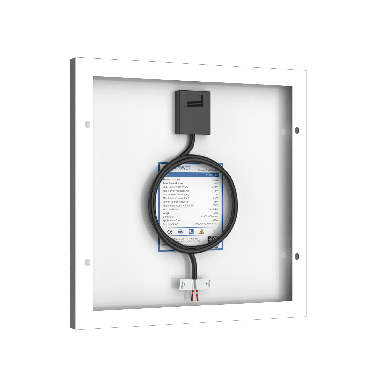 10 Watt 12 Volt Monocrystalline Solar Panel