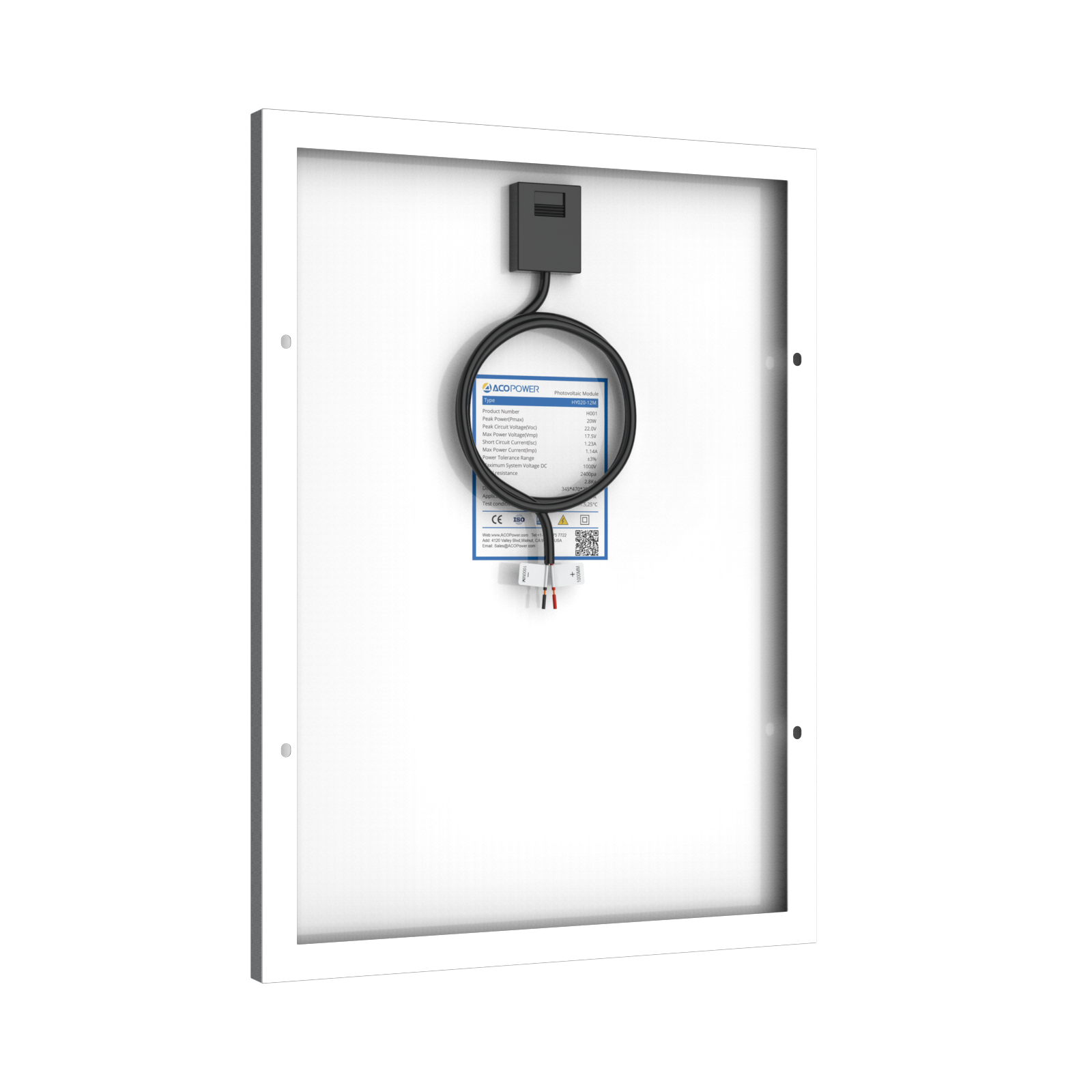 20 Watt 12 Volt Monocrystalline Solar Panel