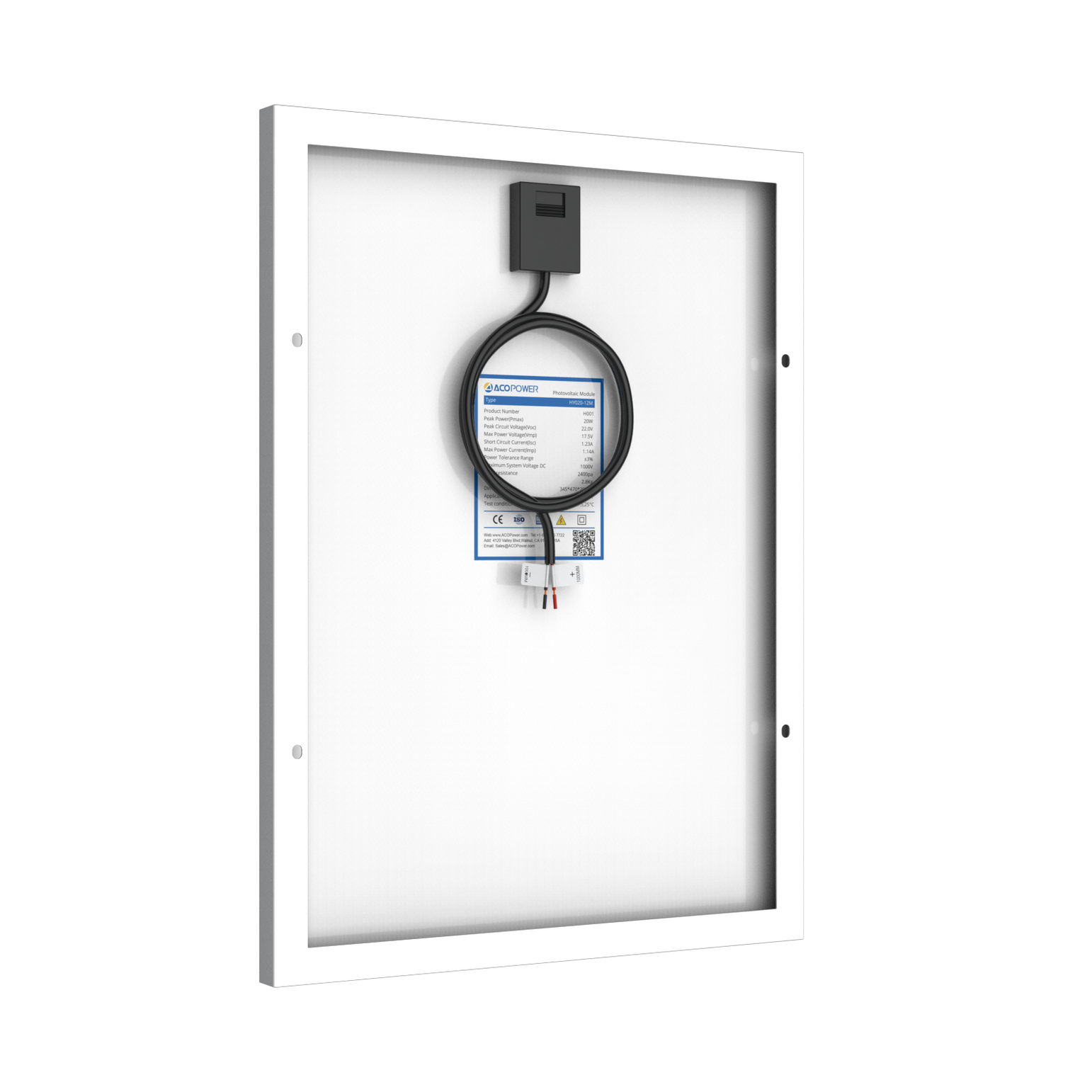 20 Watt 12 Volt Monocrystalline Solar Panel