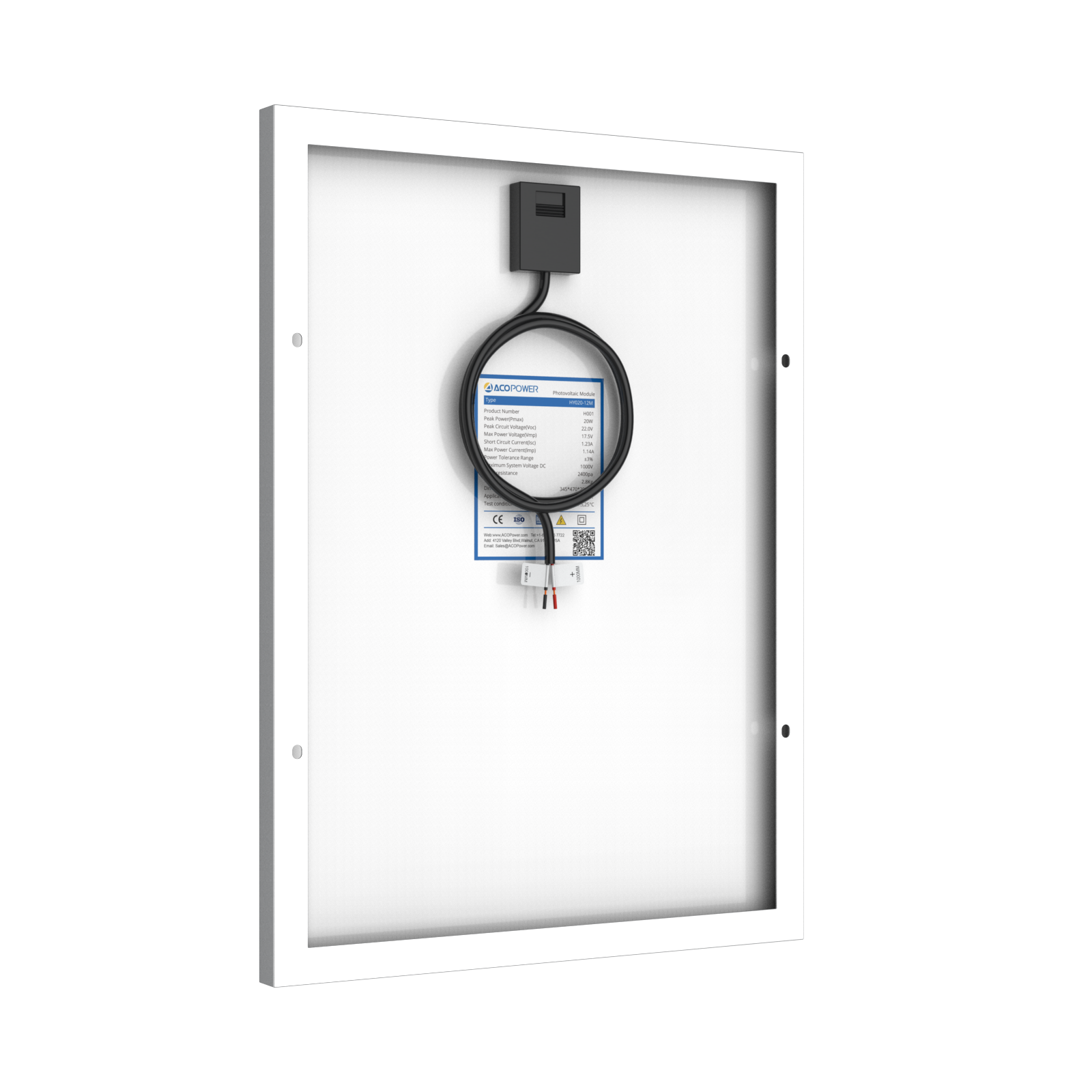 20 Watt 12 Volt Monocrystalline Solar Panel