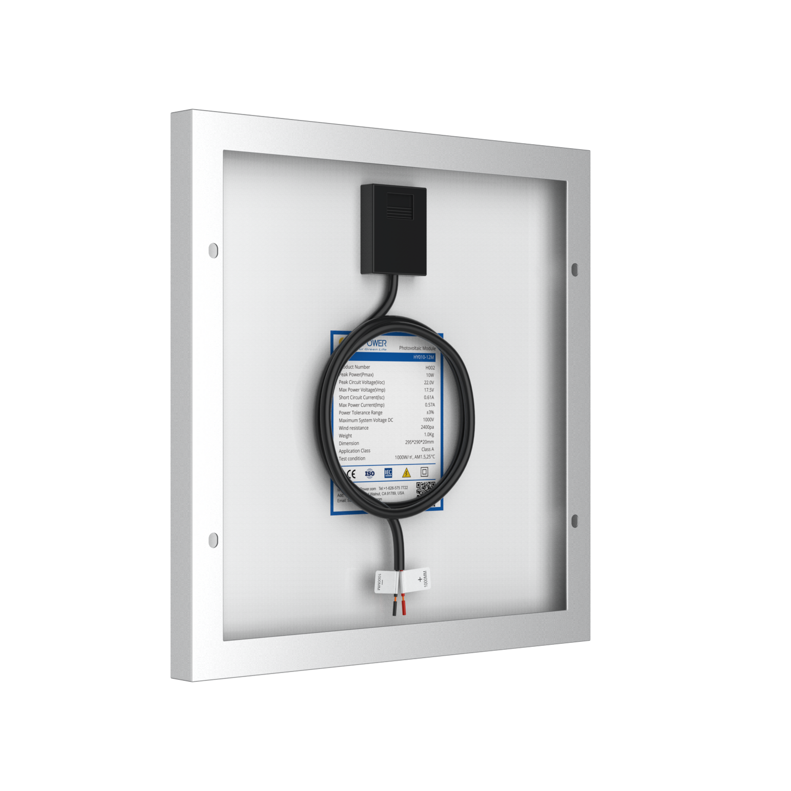 10 Watt 12 Volt Monocrystalline Solar Panel