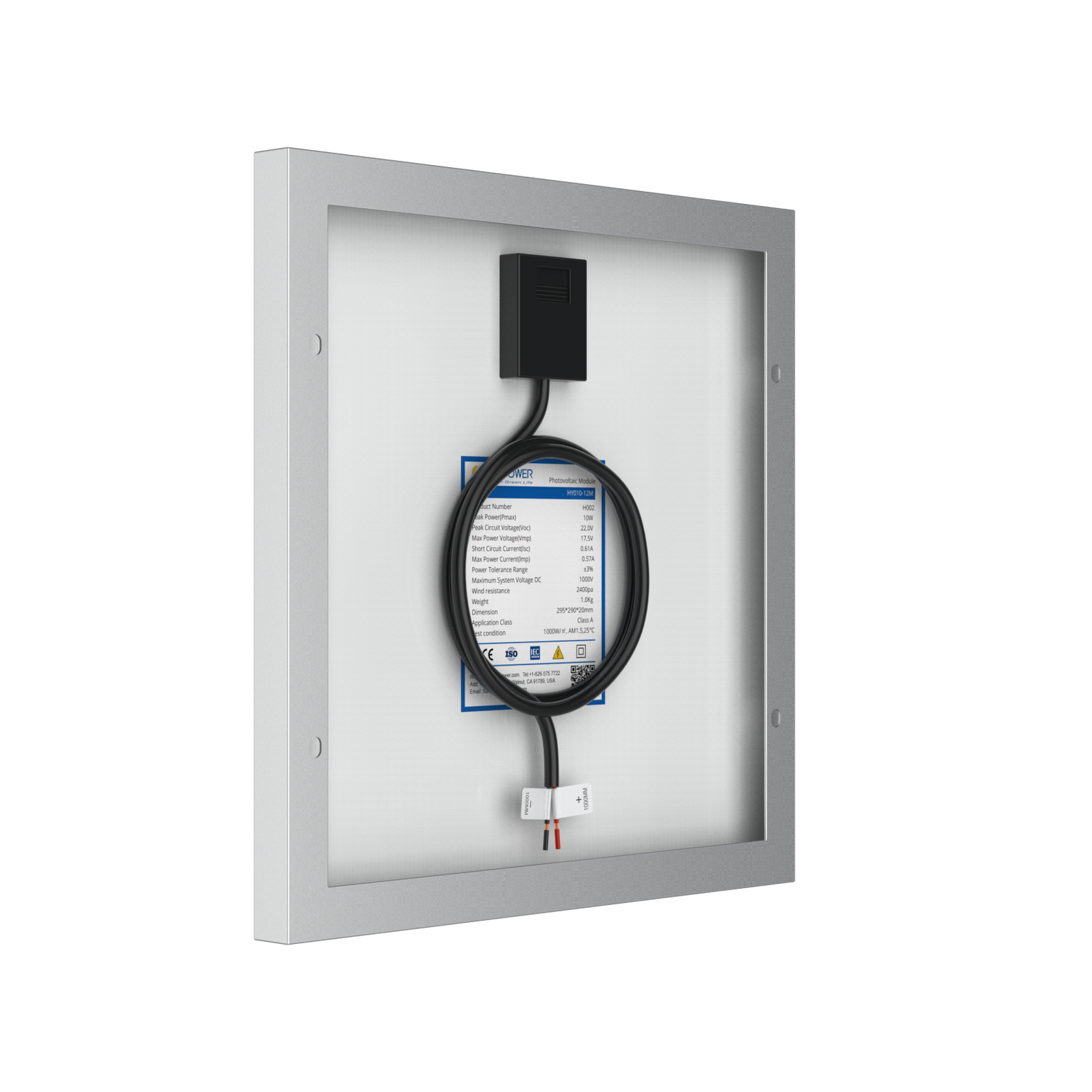 10 Watt 12 Volt Monocrystalline Solar Panel