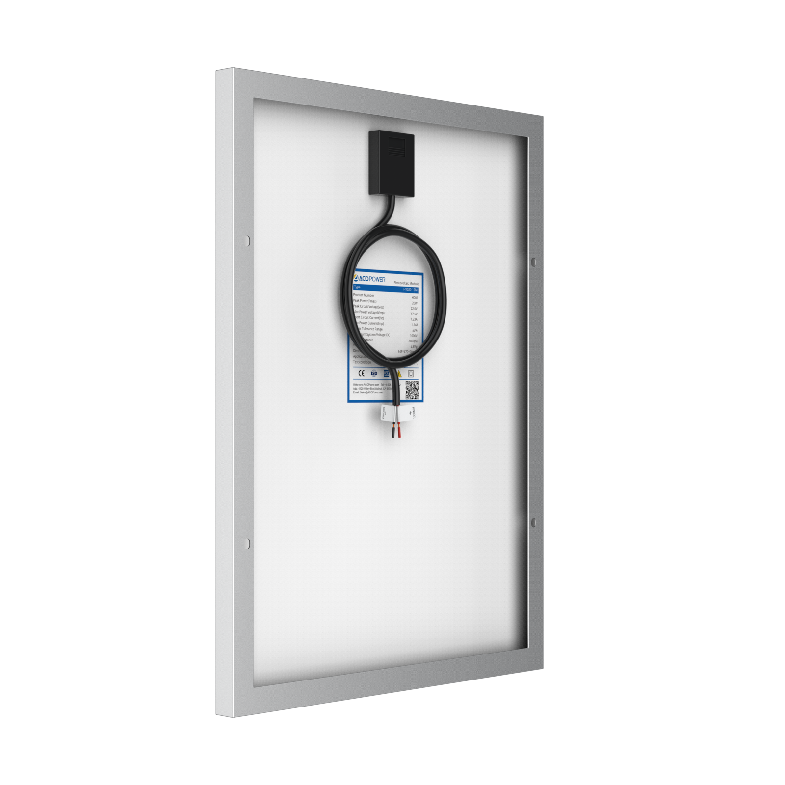 20 Watt 12 Volt Monocrystalline Solar Panel