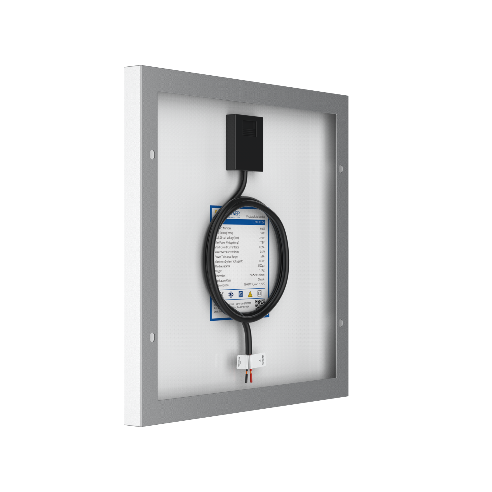 10 Watt 12 Volt Monocrystalline Solar Panel