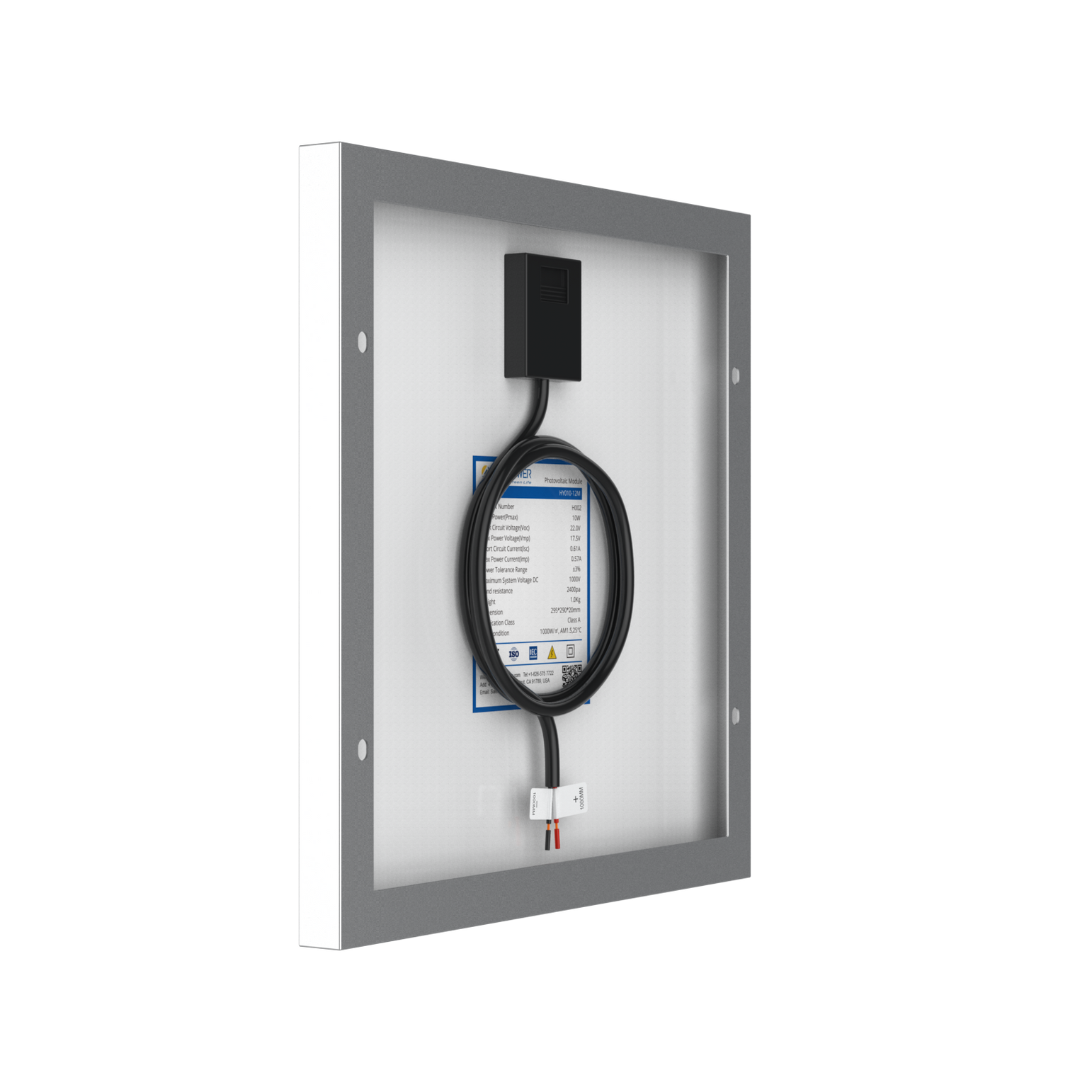 10 Watt 12 Volt Monocrystalline Solar Panel