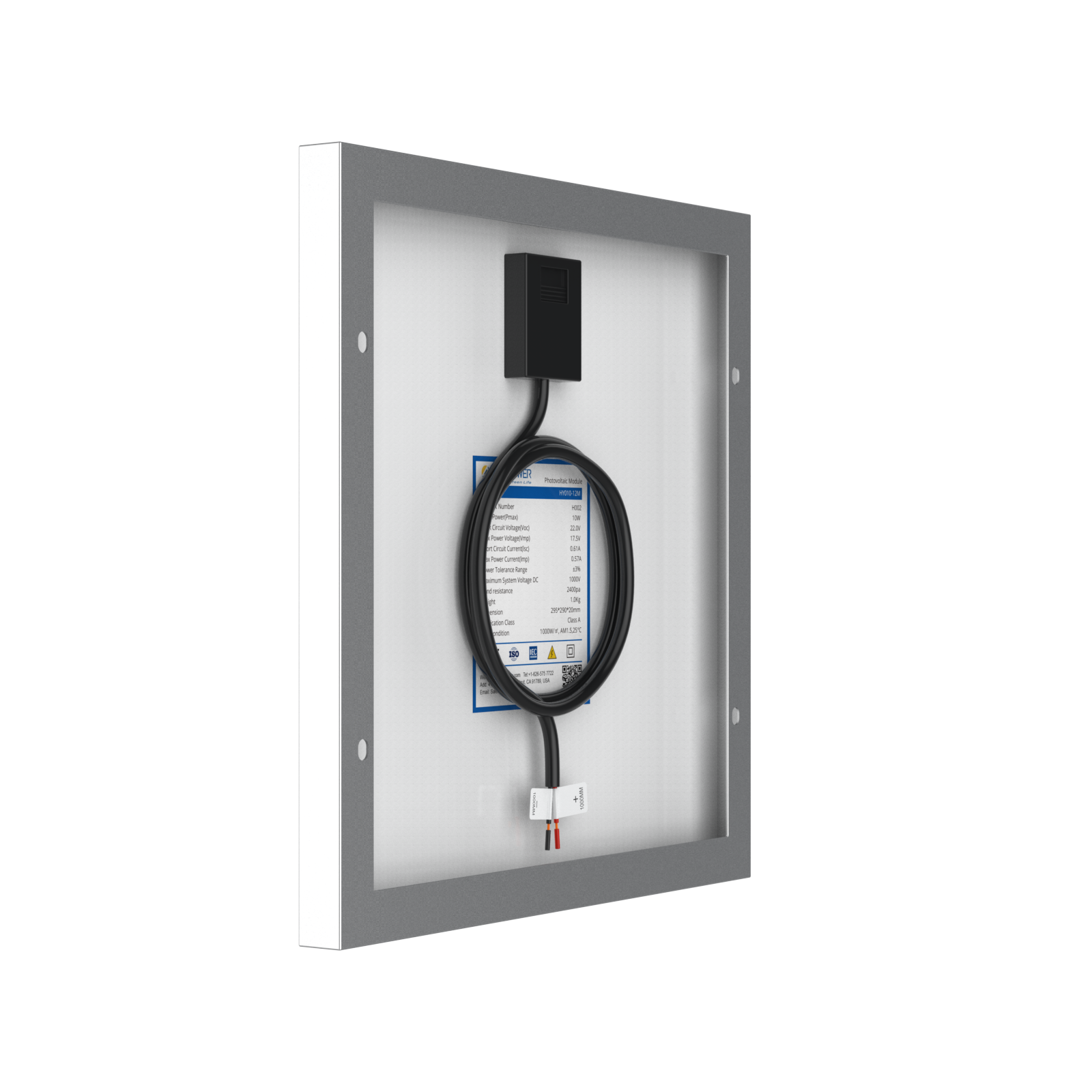 10 Watt 12 Volt Monocrystalline Solar Panel