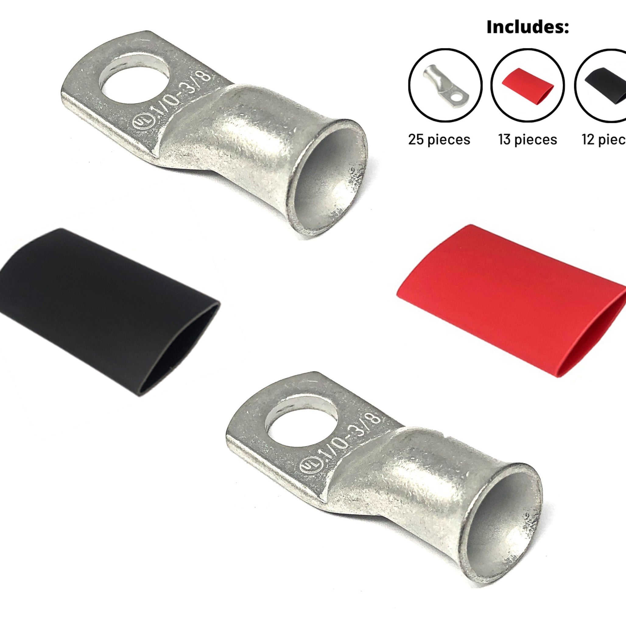 1/0 Gauge Cable Lugs with Heat Shrink Tubing Kit