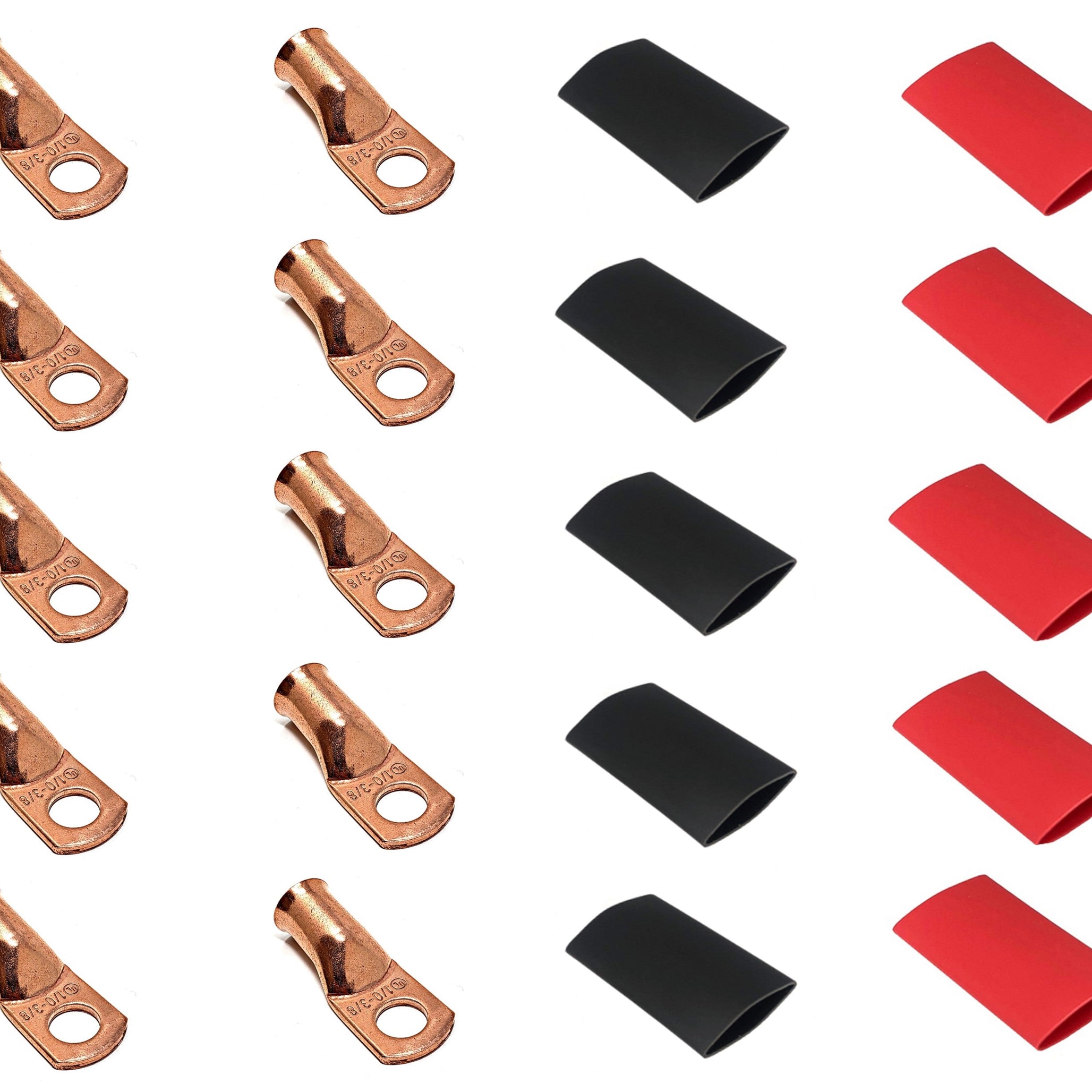 1/0 Gauge Cable Lugs with Heat Shrink Tubing Kit