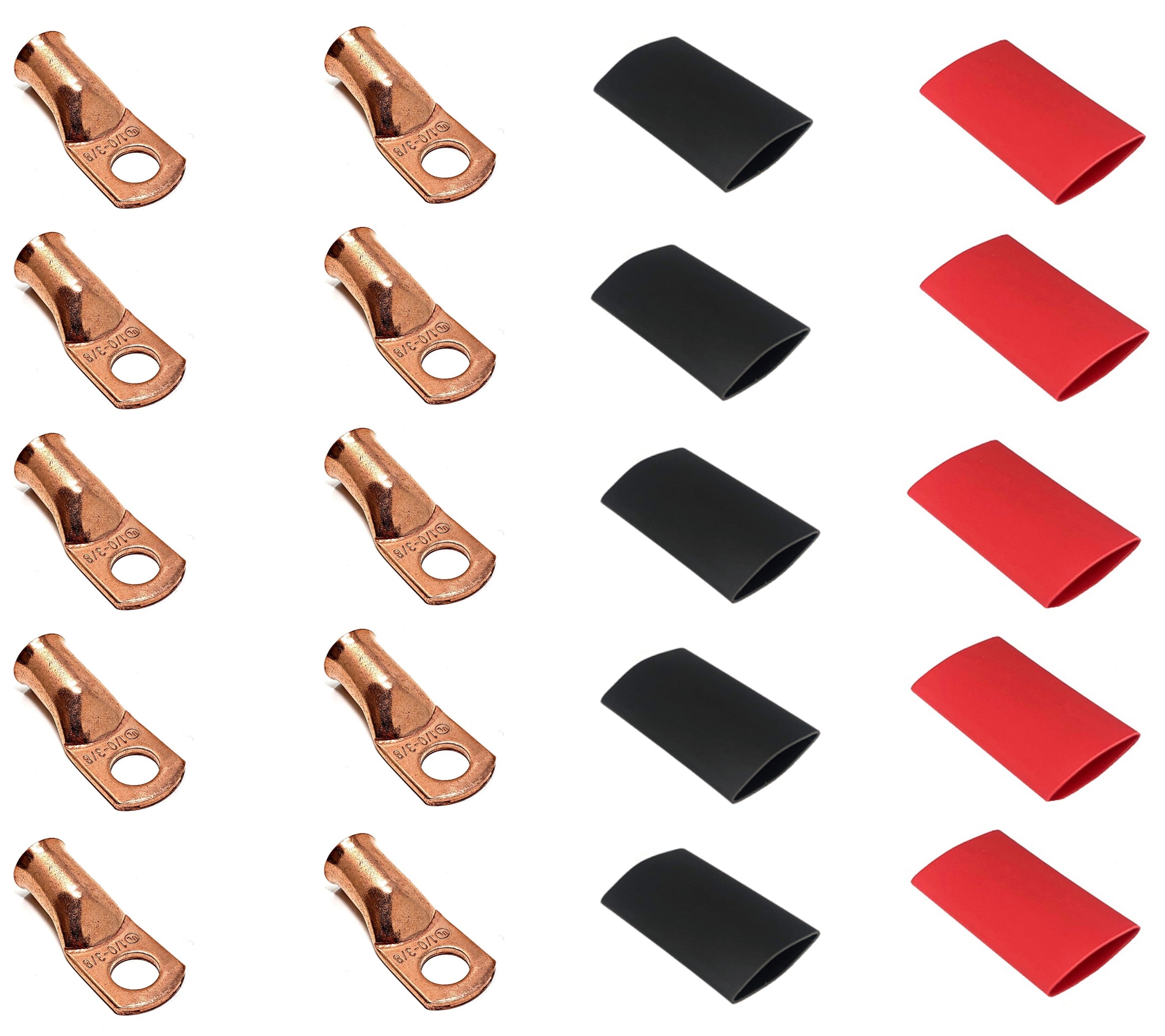 1/0 Gauge Cable Lugs with Heat Shrink Tubing Kit