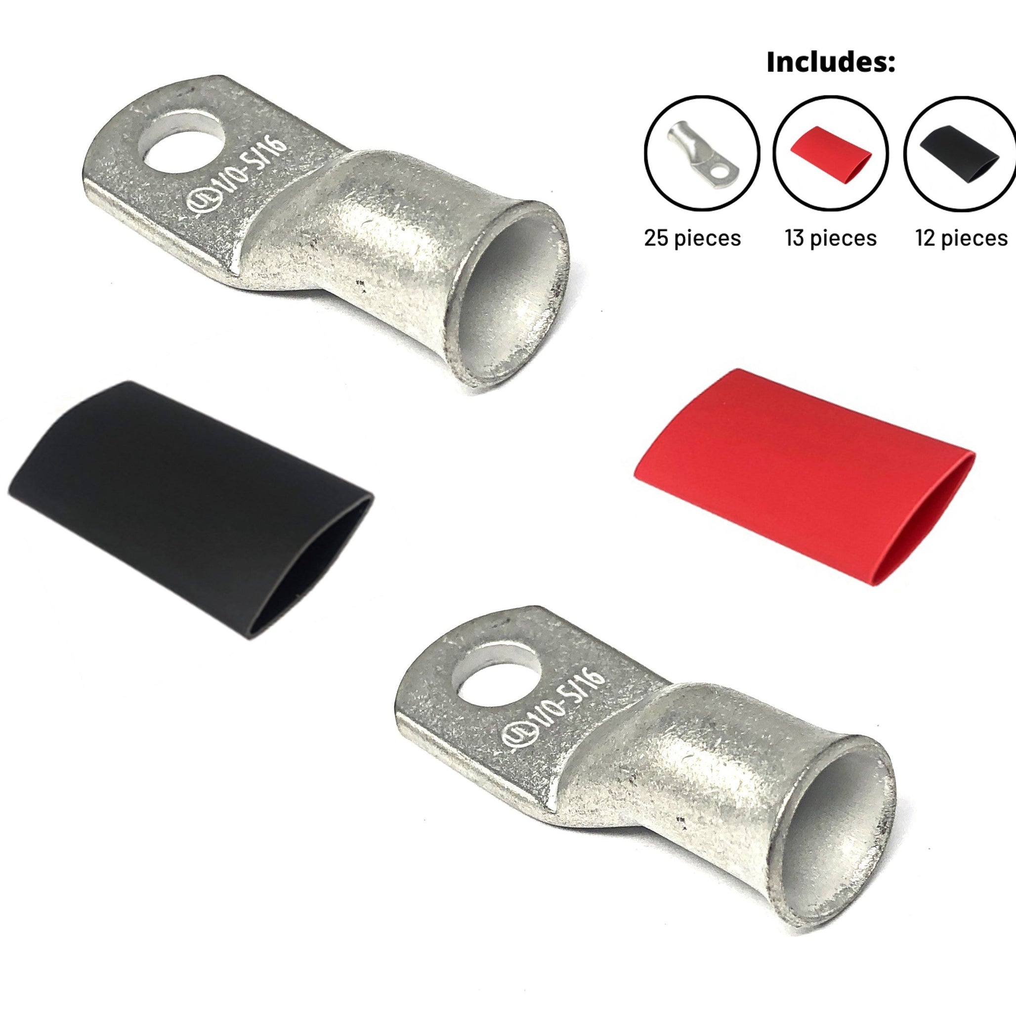 1/0 Gauge Cable Lugs with Heat Shrink Tubing Kit