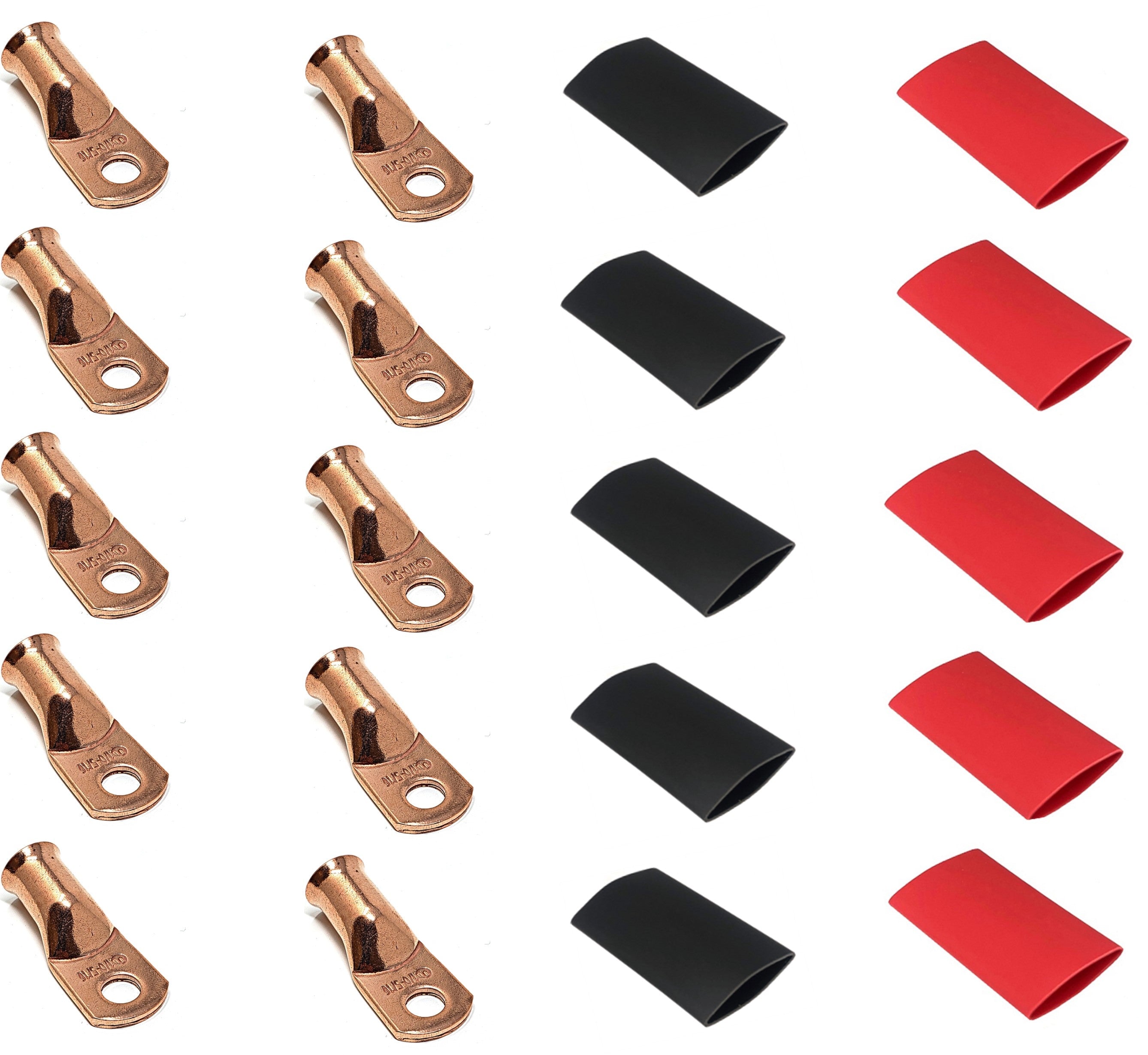 1/0 Gauge Cable Lugs with Heat Shrink Tubing Kit