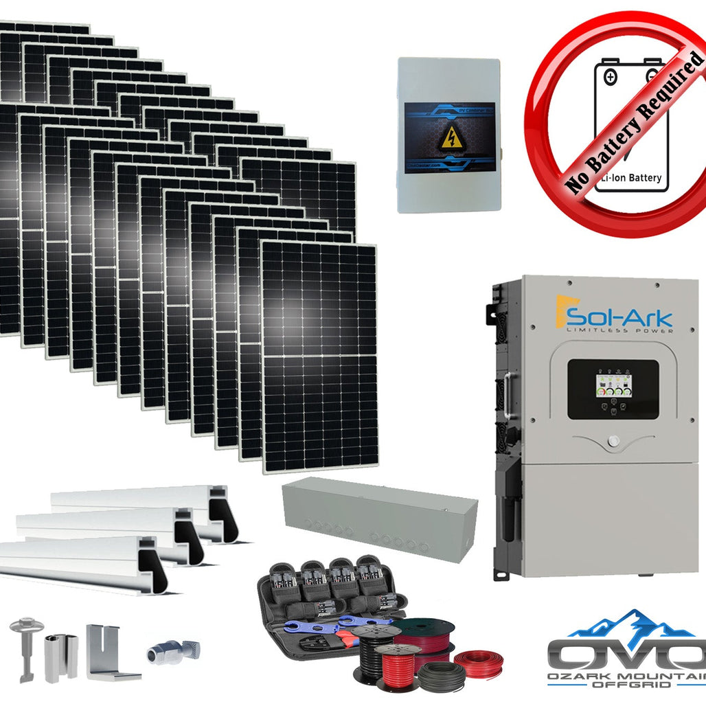 12KW Complete Offgrid Solar Kit + 15K Sol-Ark Inverter +13.2KW Solar with Mounting Rails and Wiring