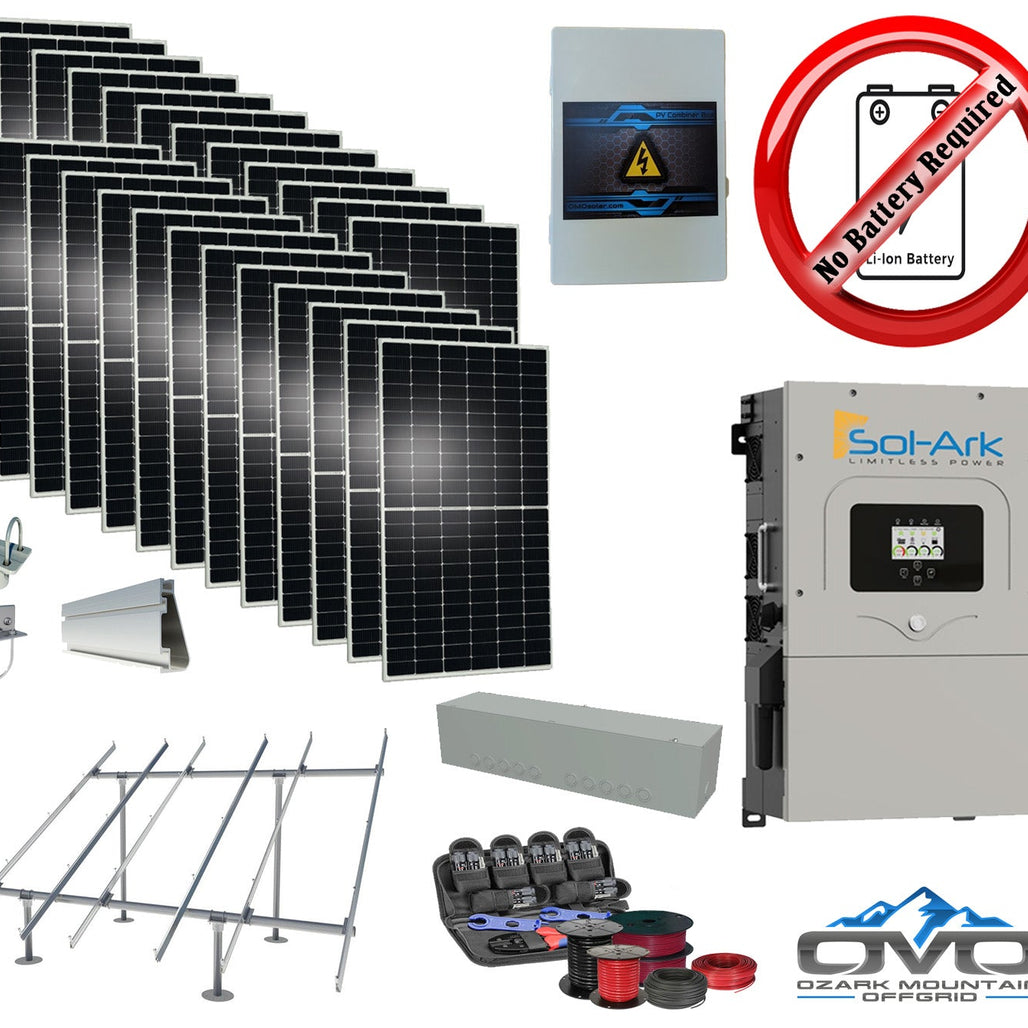 12KW Complete Offgrid Solar Kit + 15K Sol-Ark Inverter +13.2KW Solar with Ground Mount Rails and Wiring