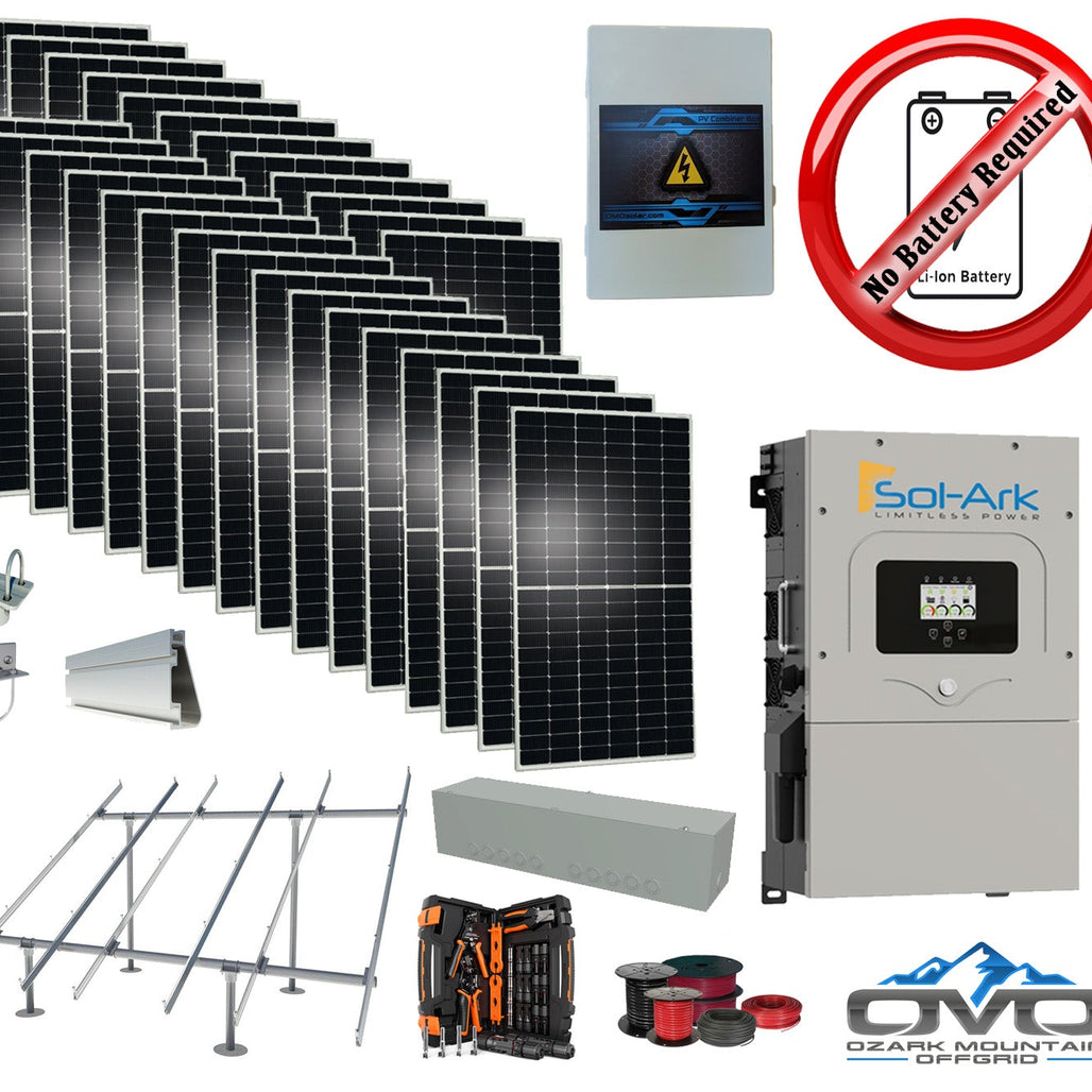 15KW Complete Offgrid Solar Kit + 15K Sol-Ark Inverter +15.4KW Solar with Ground Mount Rails and Wiring