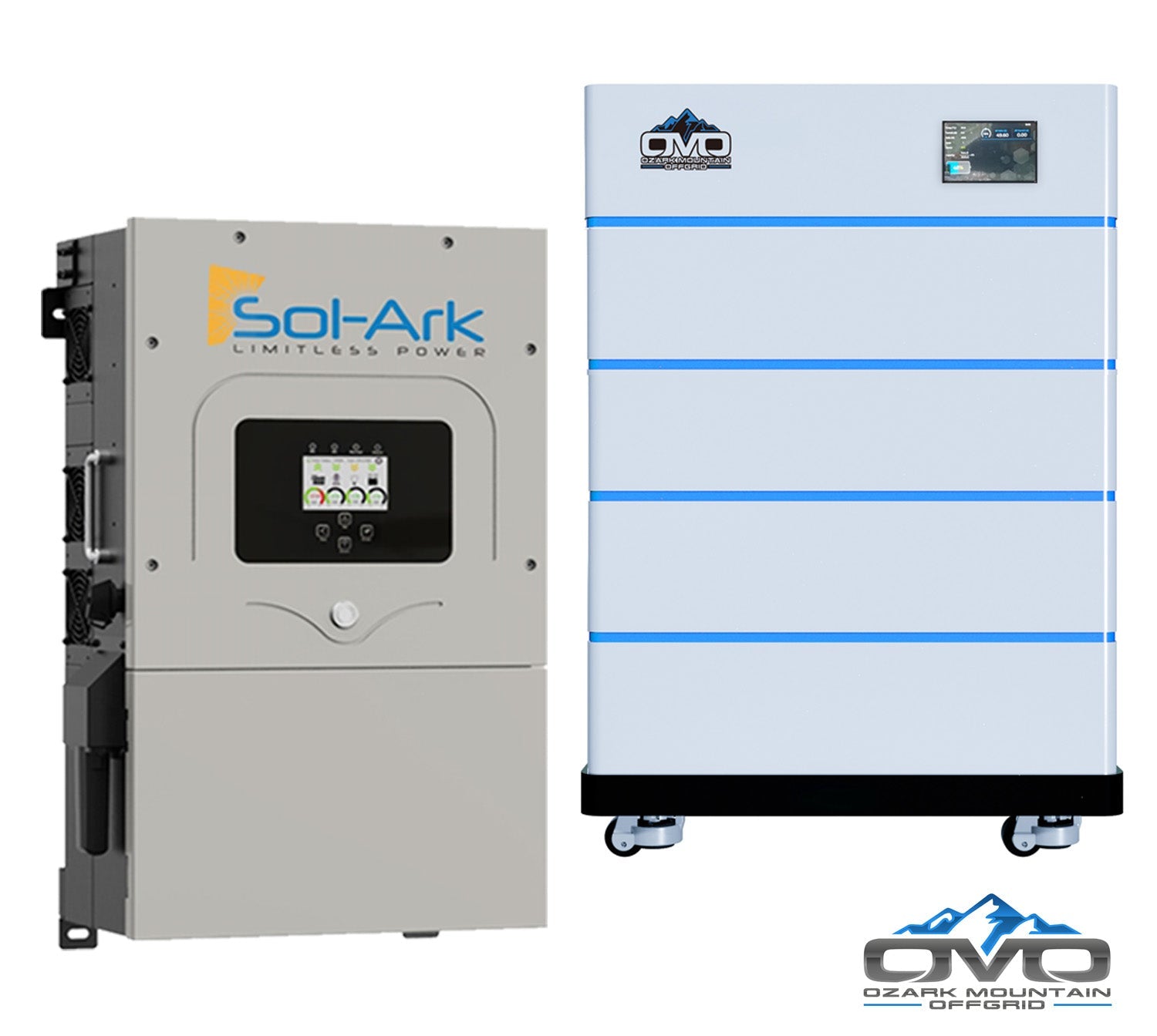 25KW Complete Offgrid Solar Kit - 15K Sol-Ark Inverter + 20.48KW OMO Stack Lithium Battery +26.4KW Solar with Mounting Rails and Wiring