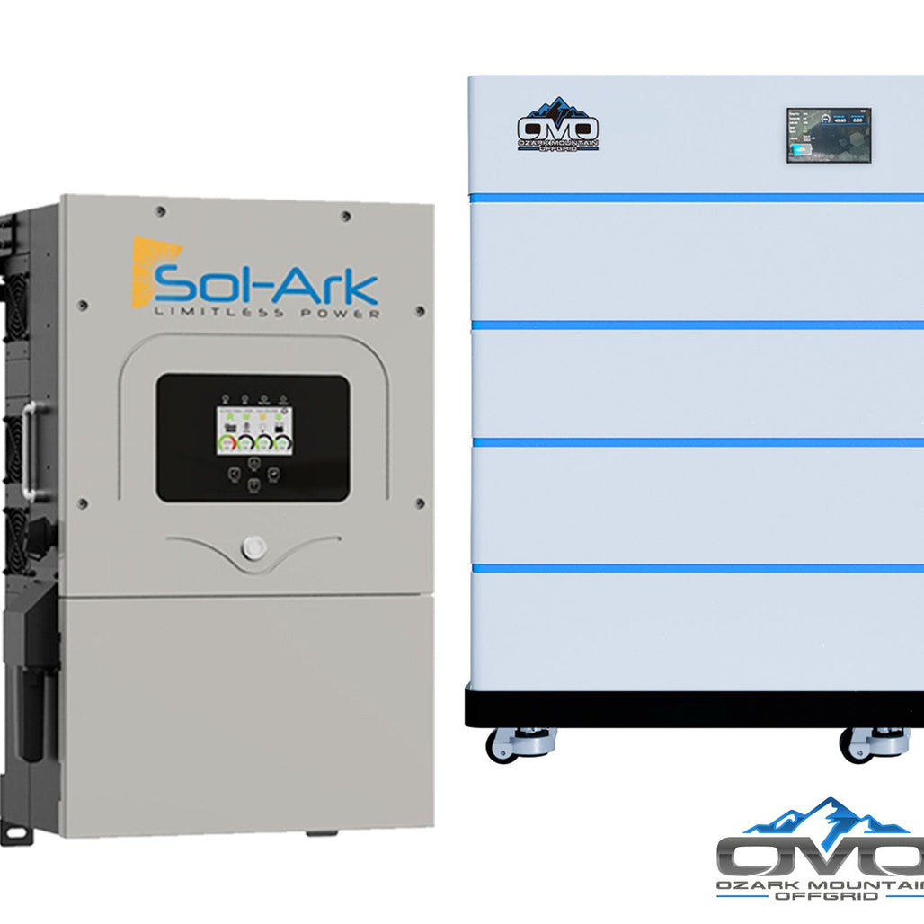 12KW Complete Offgrid Solar Kit - 15K Sol-Ark Inverter + 20.48KW OMO Stack Lithium Battery +13.2KW Solar with Ground Mount and Wiring
