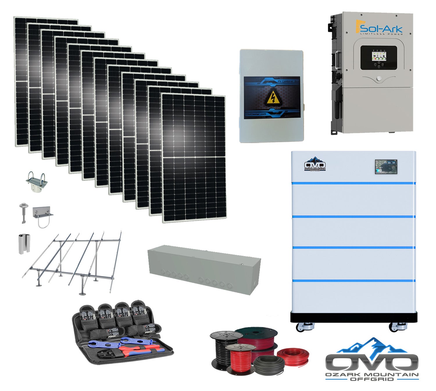6KW Complete Offgrid Solar Kit - 15K Sol-Ark Inverter + 20.48KW OMO St ...