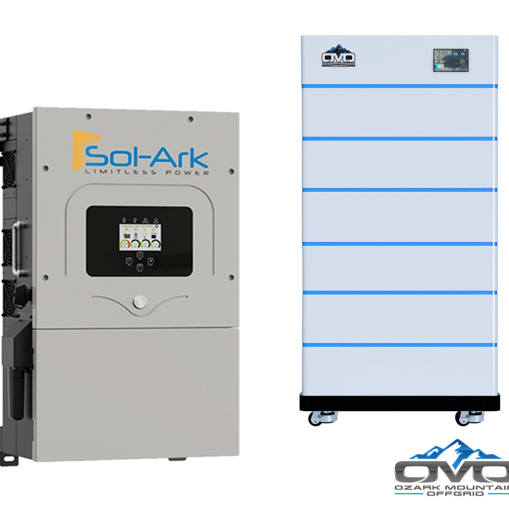17KW Complete Offgrid Solar Kit - 15K Sol-Ark Inverter + 30.72KW OMO Stack Lithium Battery +17.6KW Solar with Ground Mount and Wiring