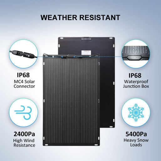 100 Watt 12V Flextreme Flexible Thin Lightweight Monocrystalline ETFE Solar Panel --- Bends 360 Degrees